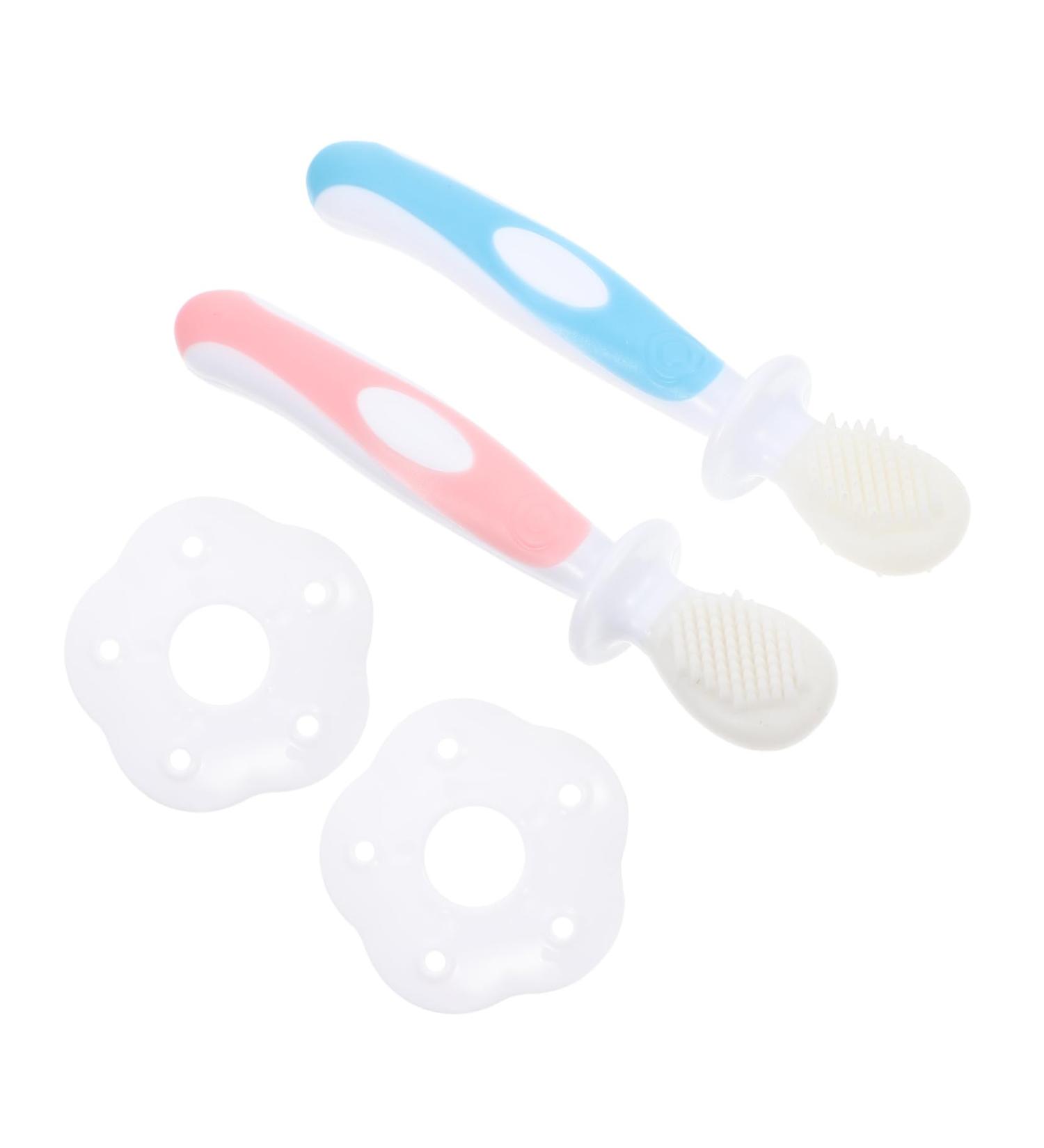 Ultechnovo Baby Toothbrush & Cleaning Brush Set - 2 Sets of Baby Pebble Detergent Cleaners - Pink - Buy Online on GoSupps.com