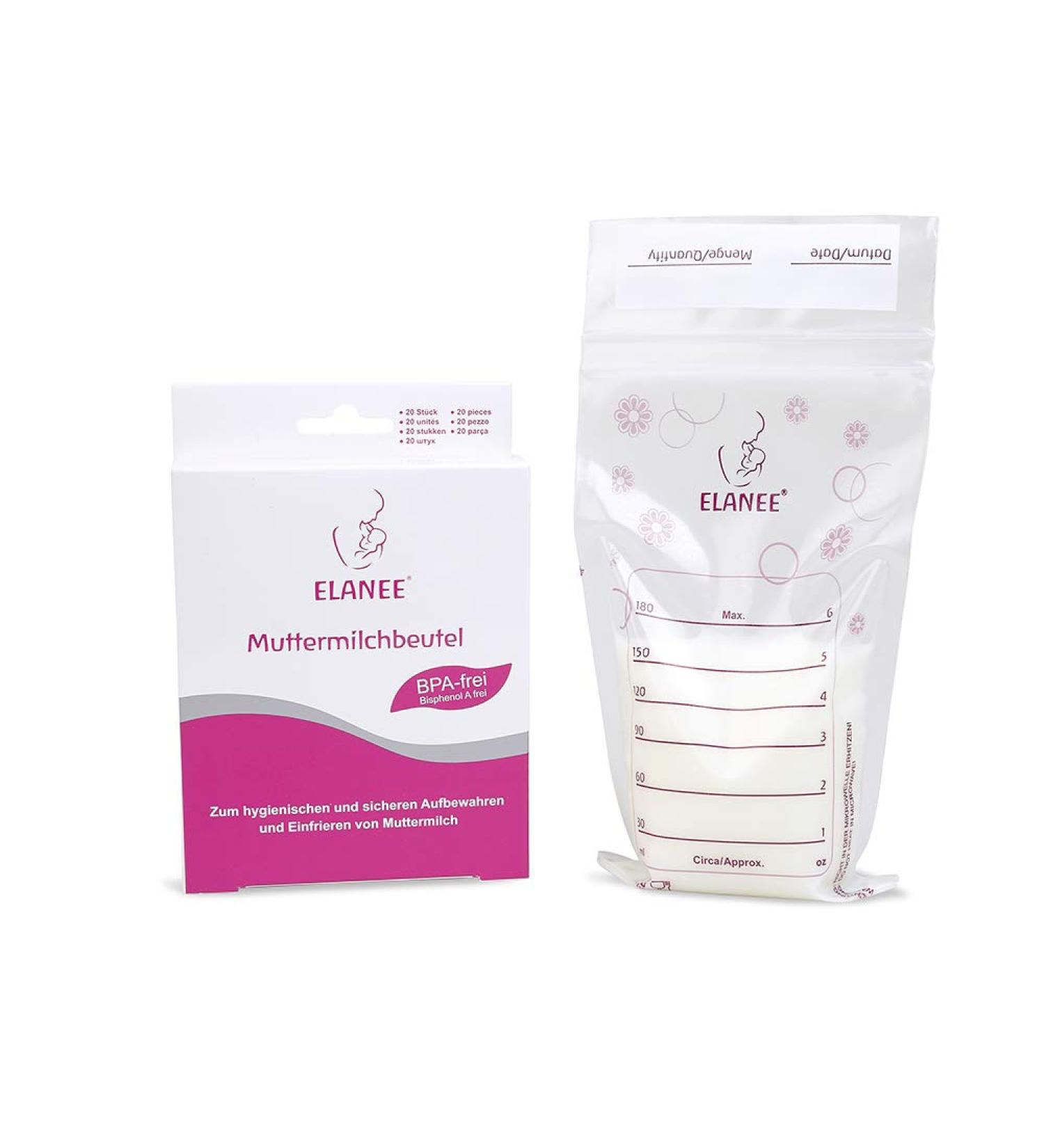 Elanee Breast Milk Storage Bags - Pre-Sterilized Tasteless Double Safety Closure - 20 Pieces for Freezing & Storing Breast Milk - Buy Online on GoSupps.com