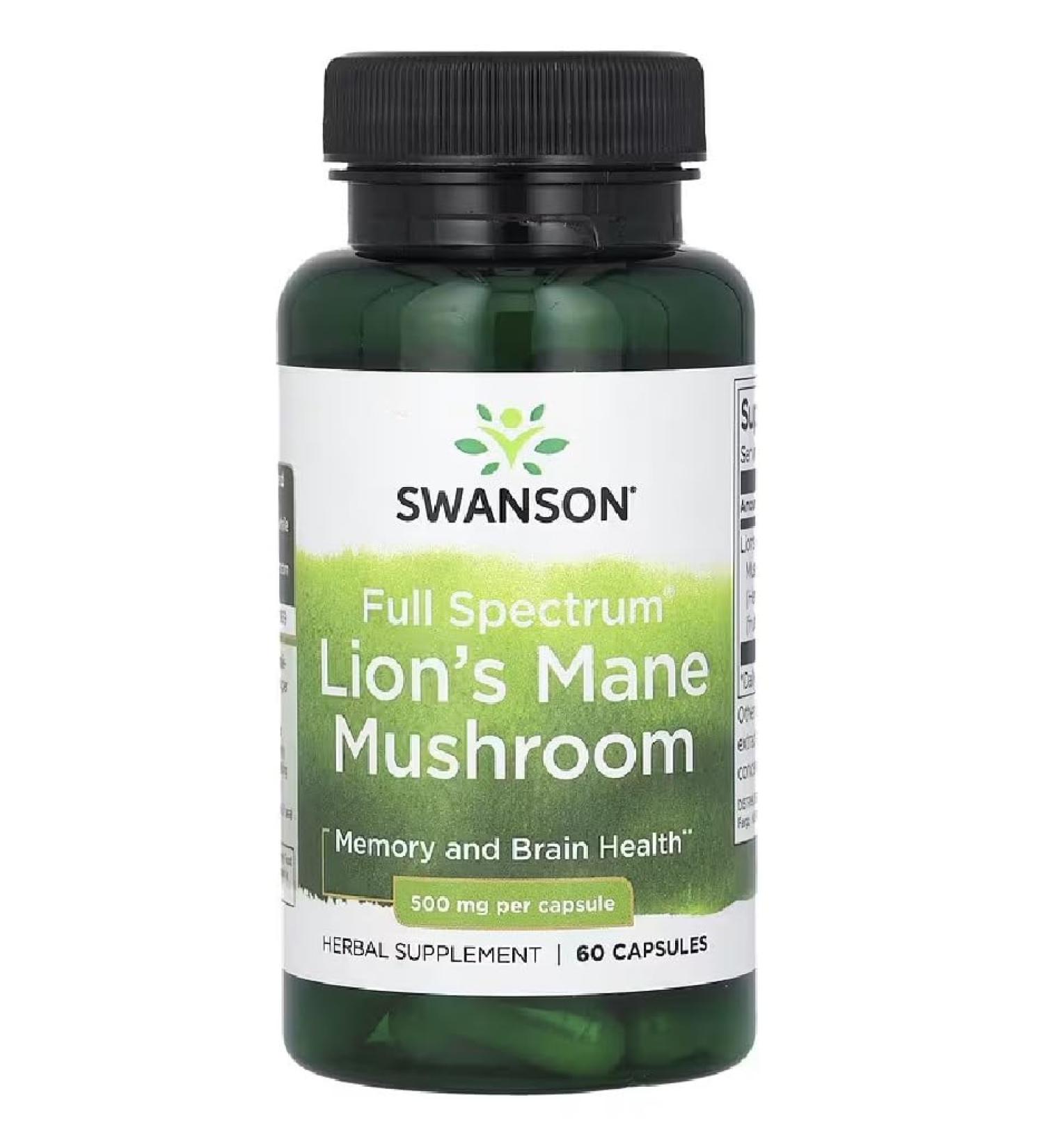 Swanson - Full Spectrum Lion's Mane Mushroom | Mental Clarity & Health Supports - 60 Softgels