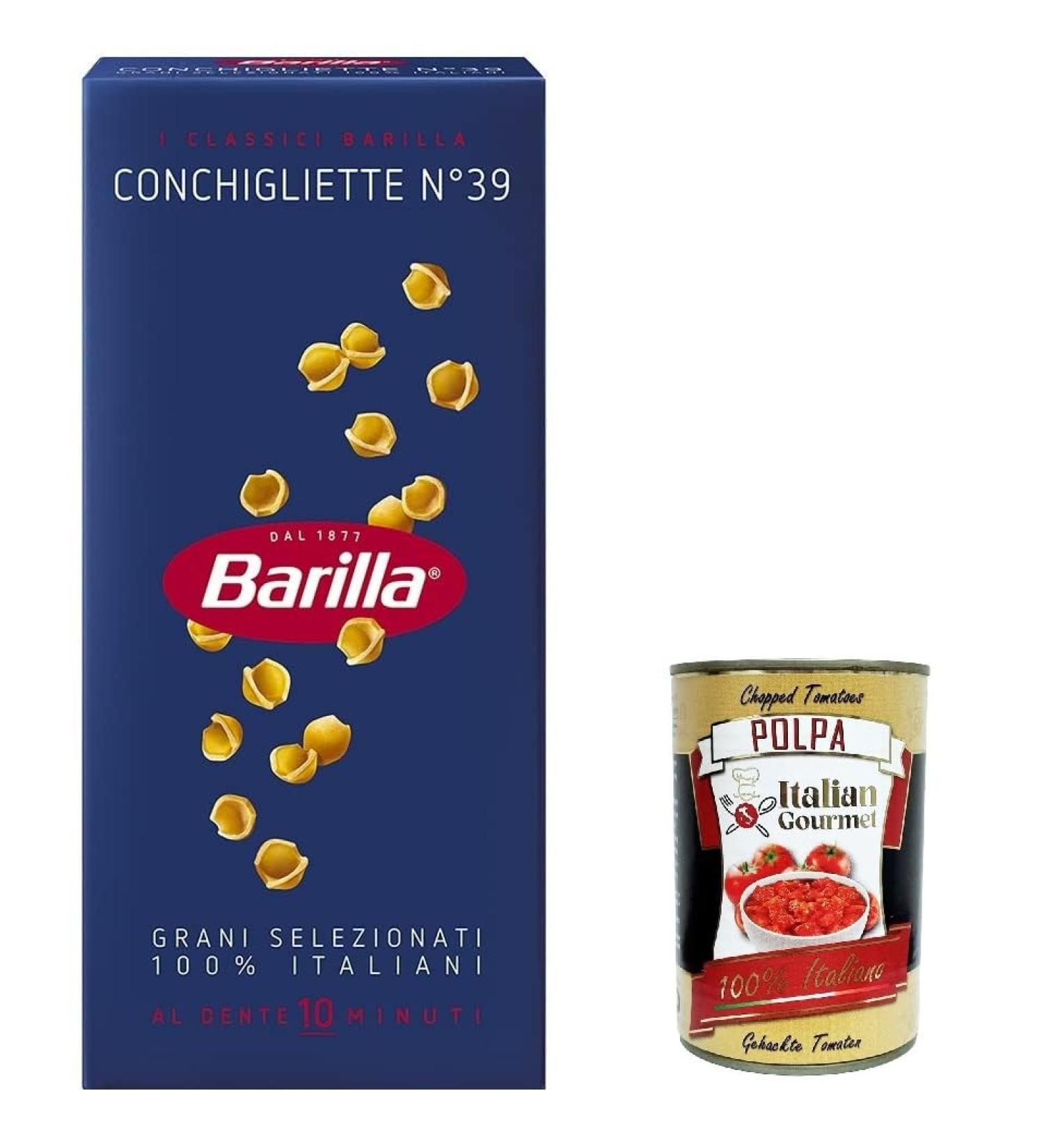 Italian Gourmet E.R. 5 x Barilla Conchigliette pasta no. 39 Italian pasta 500g + Italian gourmet polpa 400g - Buy Online on GoSupps.com