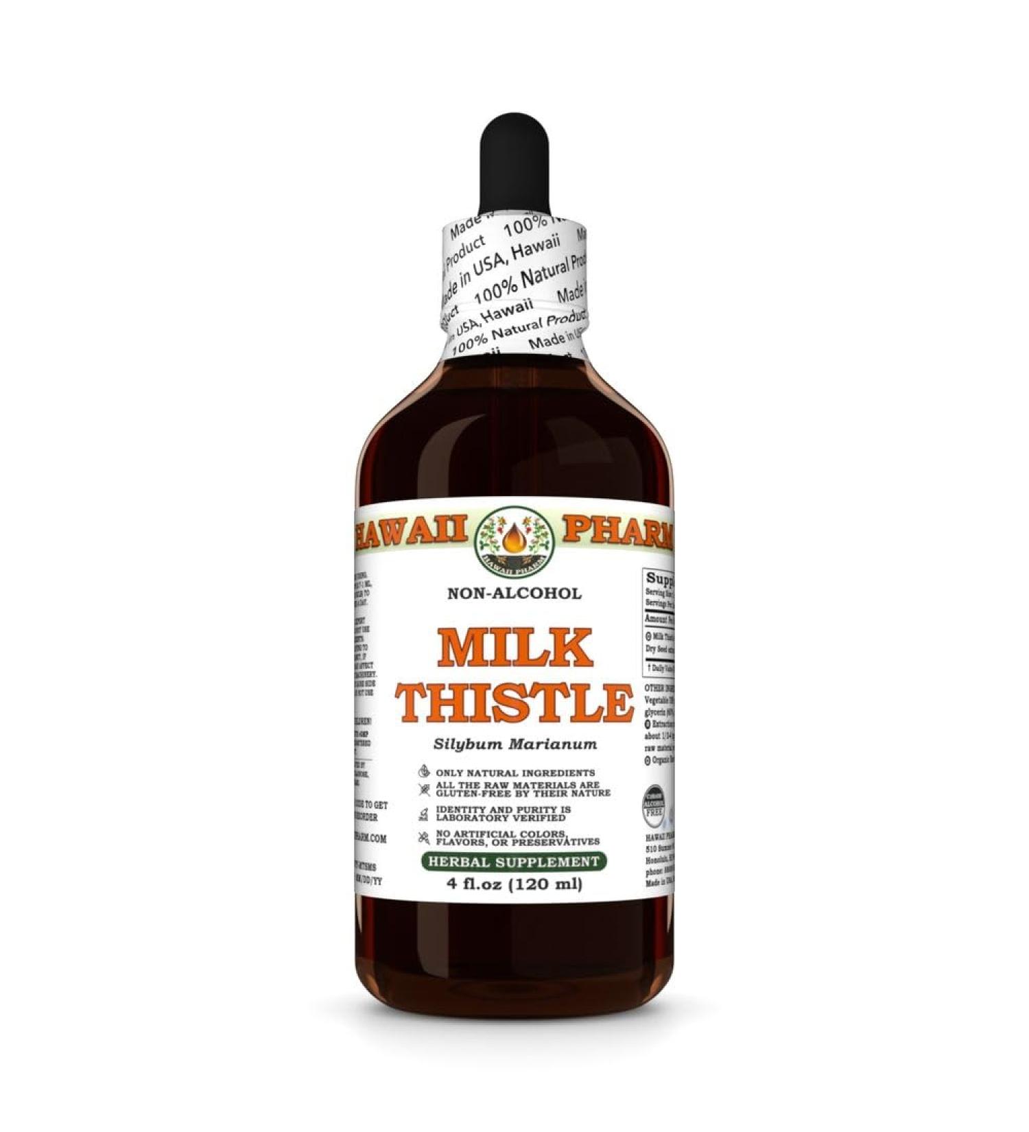 Milk Thistle (Silybum marianum) Dry Seed Glycerite Made in Hawaii Organic Raw Materials All Natural Vegan Lab Tested Alcohol-Free Liquid Extract - 4 fl.oz 4 Fl Oz (Pack of 1) - Buy Online on GoSupps.com