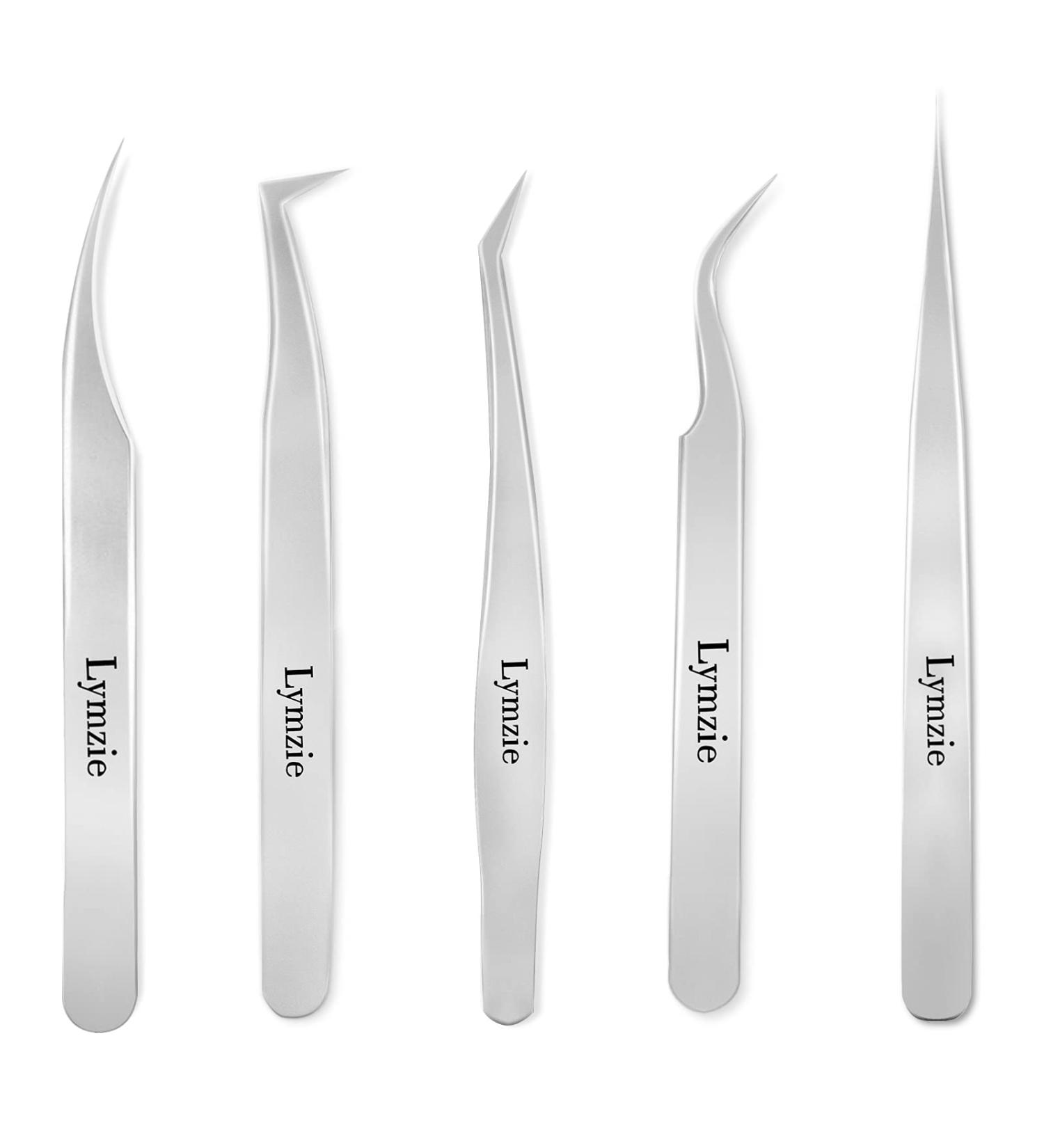 Volume Lash Extension Tweezers Set - 5PCS Stainless Steel for Easy Fans - Silver - Buy Online on GoSupps.com