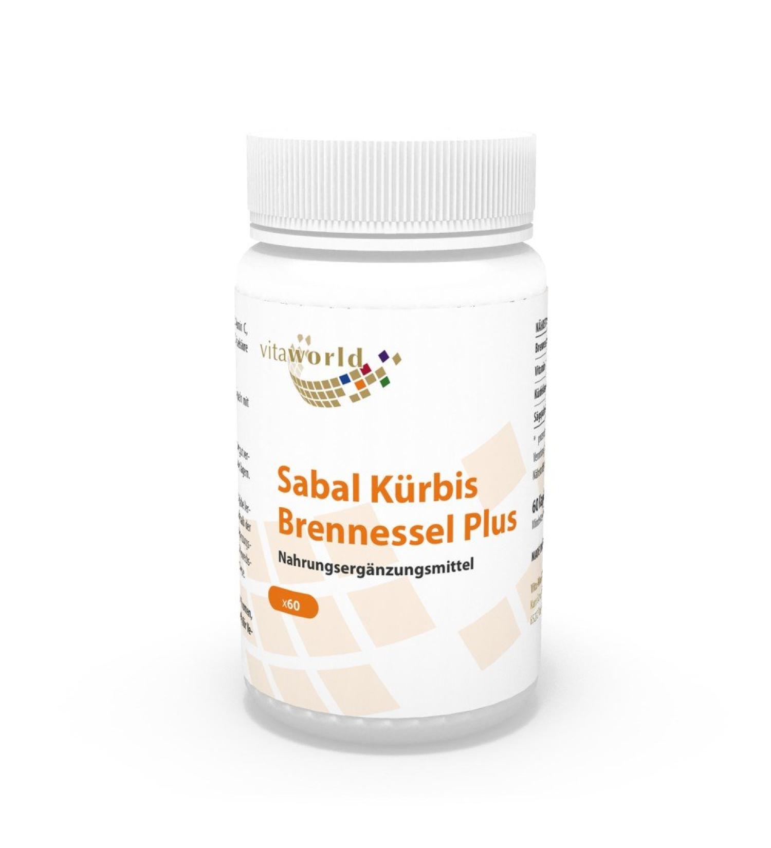 Vita World Sabal (Saw Palmetto) + Nettle + Nuclear Pumpkin 270mg + 60 Capsules Made in Germany