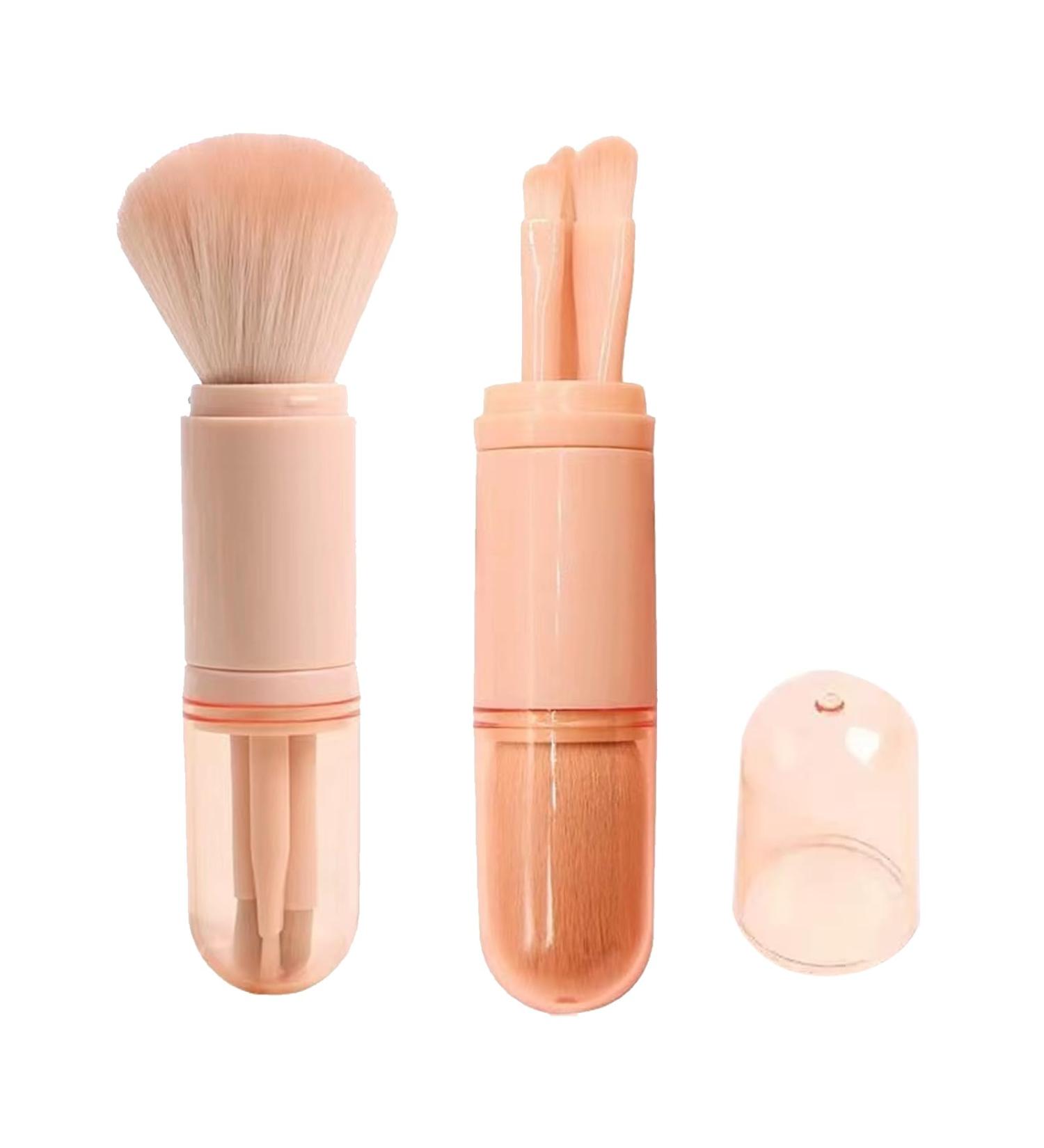 Portable 4 in 1 Makeup Brush Set Retractable Facial Brush Eye Makeup Brushes Travel Cosmetic Brush Nail Art Dust Brush Mini Facial Make Up Brushes Cosmetic Makeup Tools - Buy Online on GoSupps.com