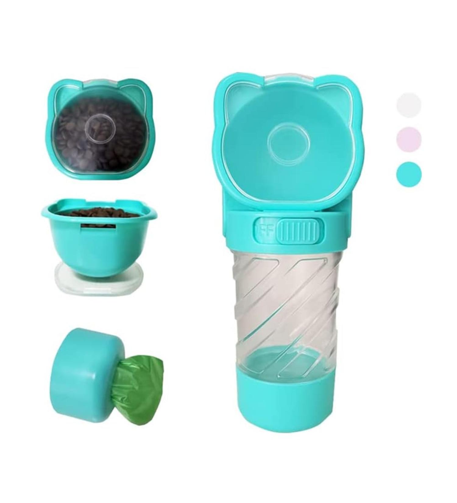 PetSoign 3-in-1 Pet Water Bottle Food Container & Waste Bag Holder - Travel Essential for Pets - Buy Online on GoSupps.com