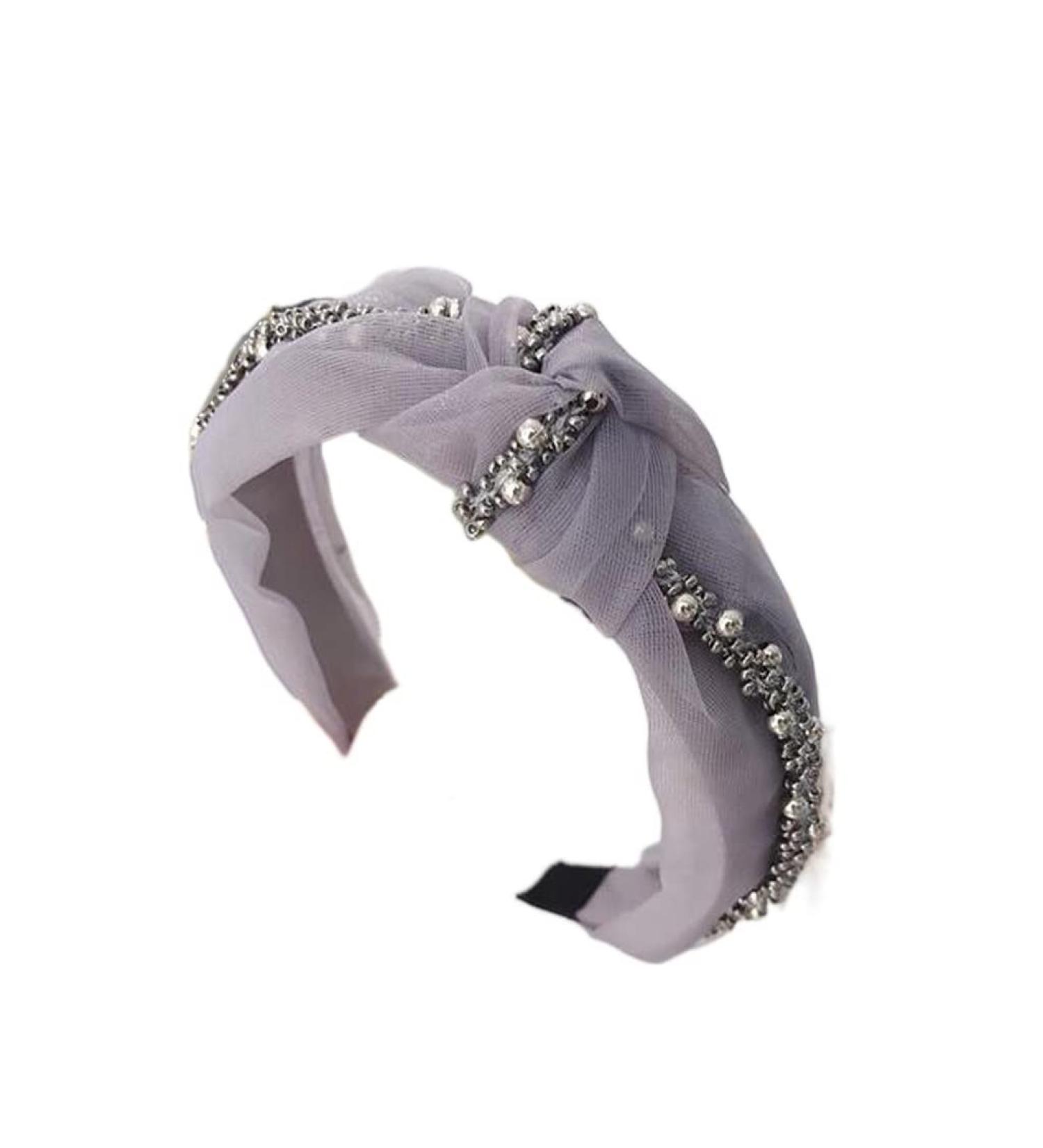 FEER Rhinestone Pearl Hair Hoop - Women's Soft Mesh Turban Headband | Stylish Adult Hair Accessory - Buy Online on GoSupps.com