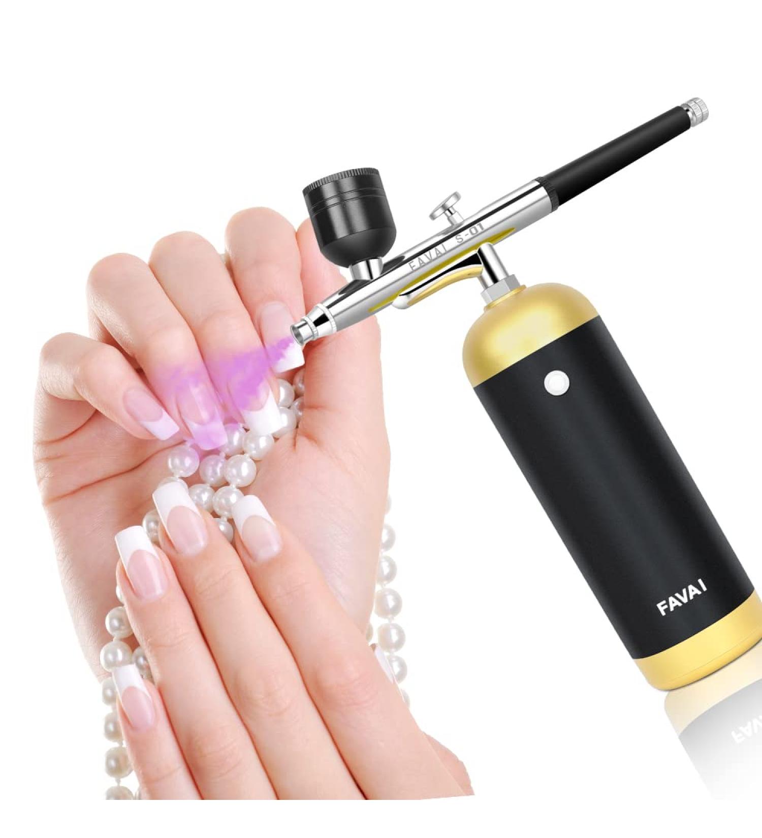 Favai Cordless Airbrush Kit with Compressor - USB Rechargeable for Nail Art, Gel Polish & Paint | Nail Machine & Stencils Included - Buy Online on GoSupps.com