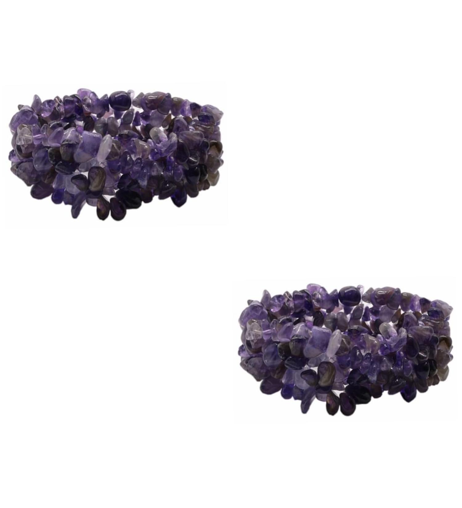 TEHAUX Womens Bracelet 2pcs Chunky Chakra Bracelet Irregular Bracelet Crystal Beads Layer Crystal Bracelet Layer Gemstone Crystals Bracelet Women Gemstone Bracelet To Heal Purple Rope - Buy Online on GoSupps.com