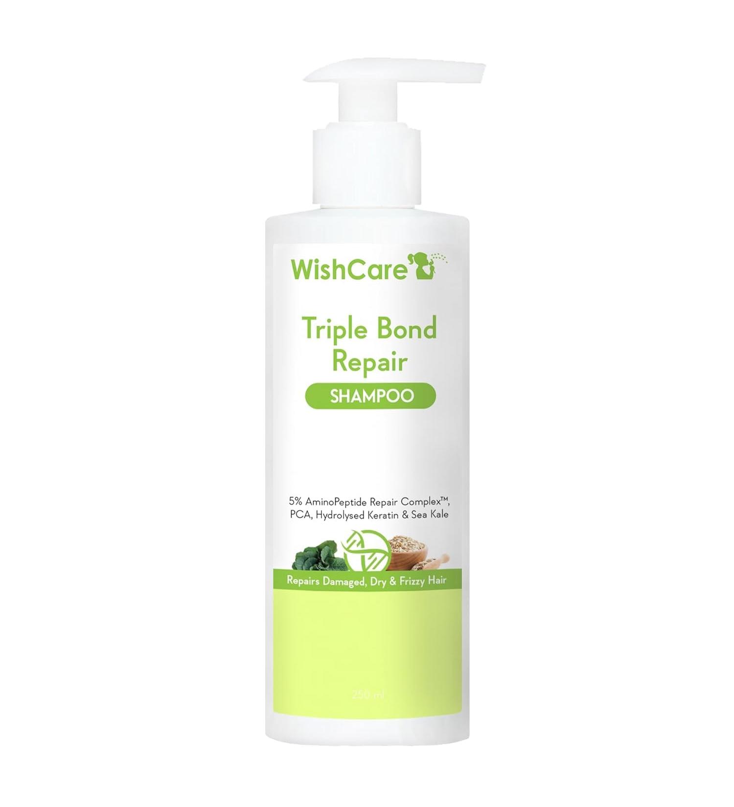 Wish. Care Triple Bond Repair Shampoo for Dry & Frizzy Hair - 5% AminoPeptide Complex & PCA - Repairs Damaged & Frizzy Hair 250ml - Buy Online on GoSupps.com