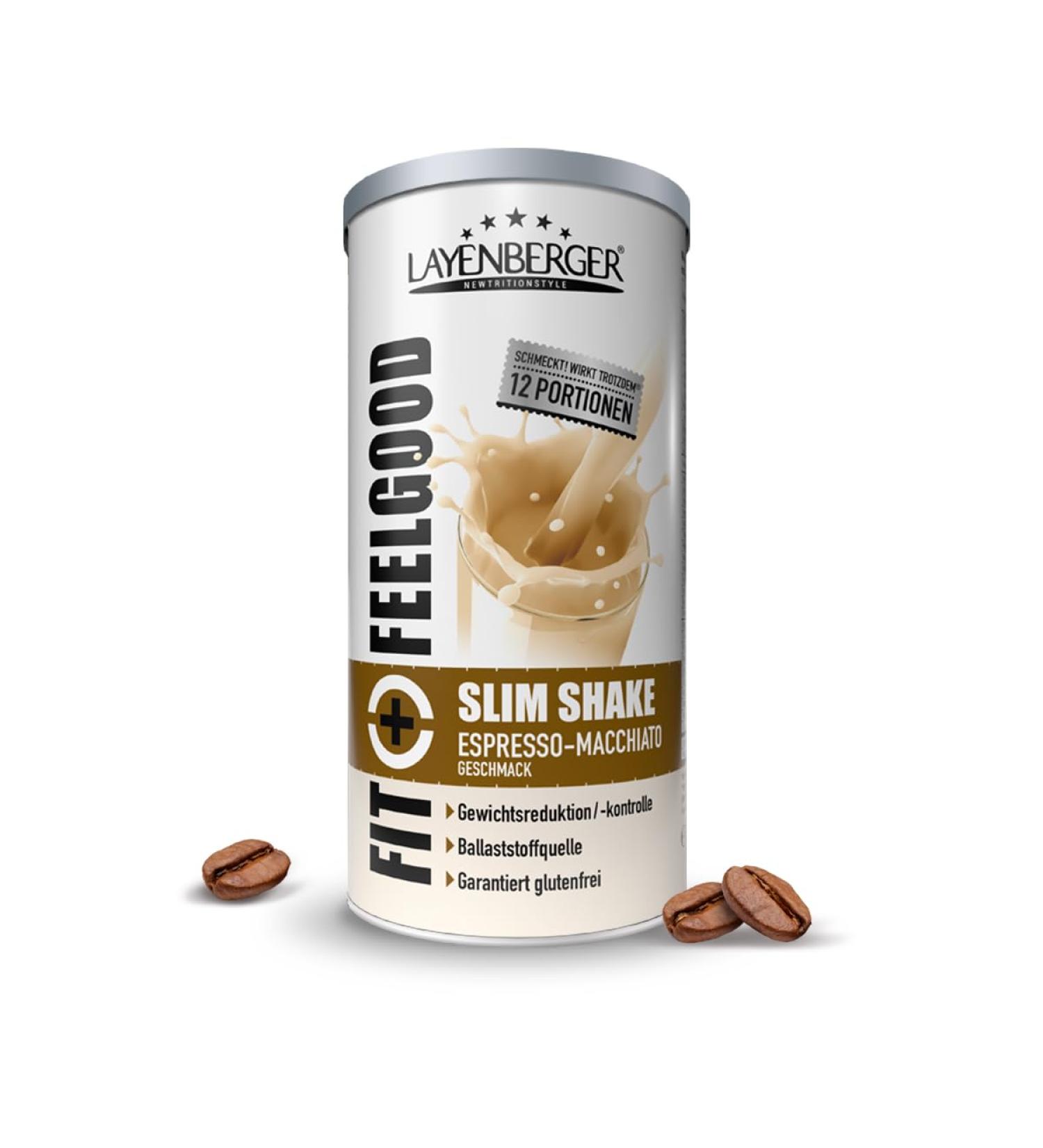 Layenberger Fit+Feelgood Slim Shake Espresso Macchiato Suppl ment pour perdre du poids et contr ler le poids remplace 12 repas seulement 211 kcal par repas glutenfei (1 x 396 g) - Buy Online on GoSupps.com