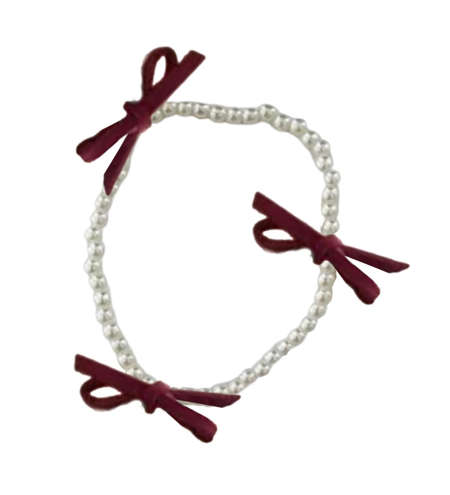 Buy VSilay Colorful Bow Pendant Beads Bracelet | Adjustable Imitation Pearls Hand Chain Jewelry for Women & Girls - Shop Internationally! - Buy Online on GoSupps.com