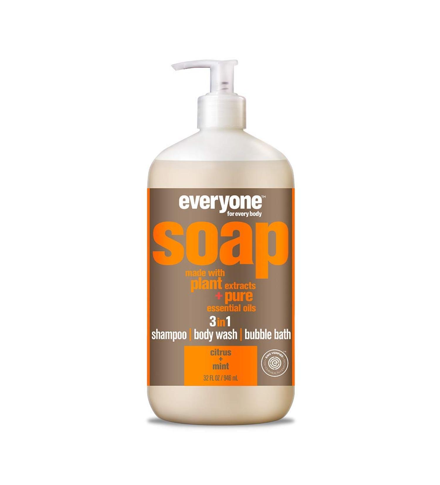 Everyone 3-in-1 Soap Citrus Mint 32oz - Natural Cleanser for Body, Hair & Hands - Buy Online on GoSupps.com