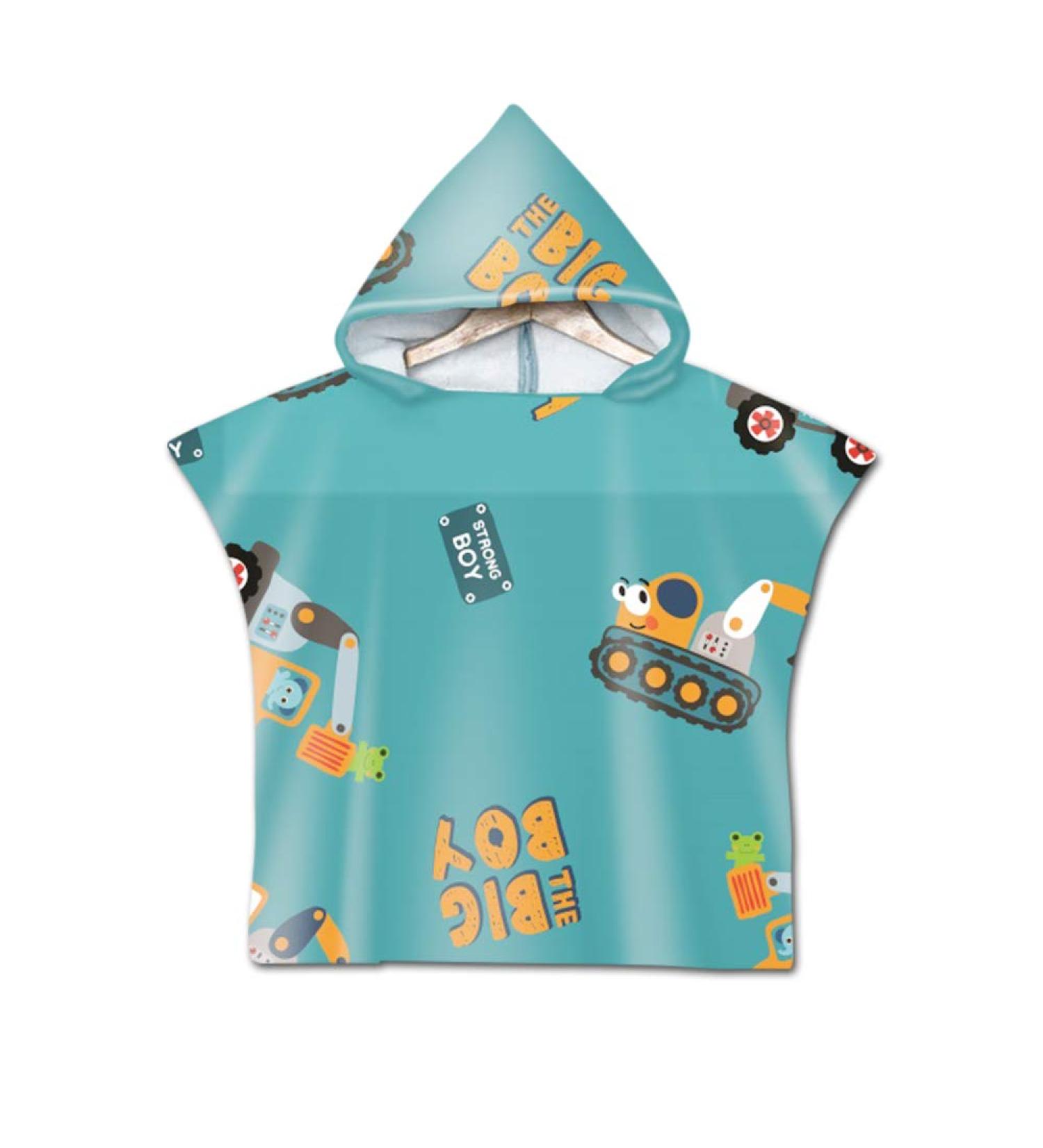Treer Children's Bath Towel Poncho - Wolf Animal Print Baby Bathrobe & Beach Towel for Boys & Girls (60x60cm Tractor) - Buy Online on GoSupps.com