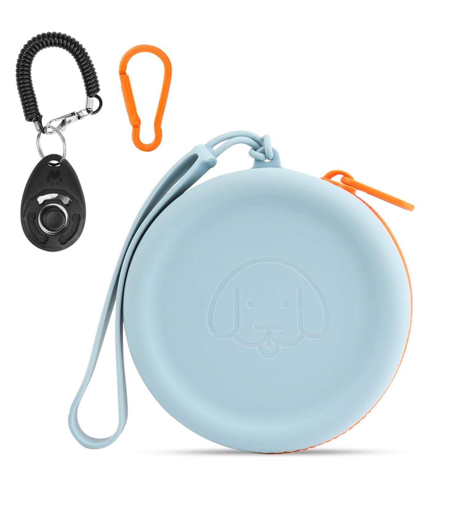 Sky Blue Silicone Dog Training Feed Bags - 2 Pieces | Portable Easy to Clean Dog Treat Accessories - Buy Online on GoSupps.com