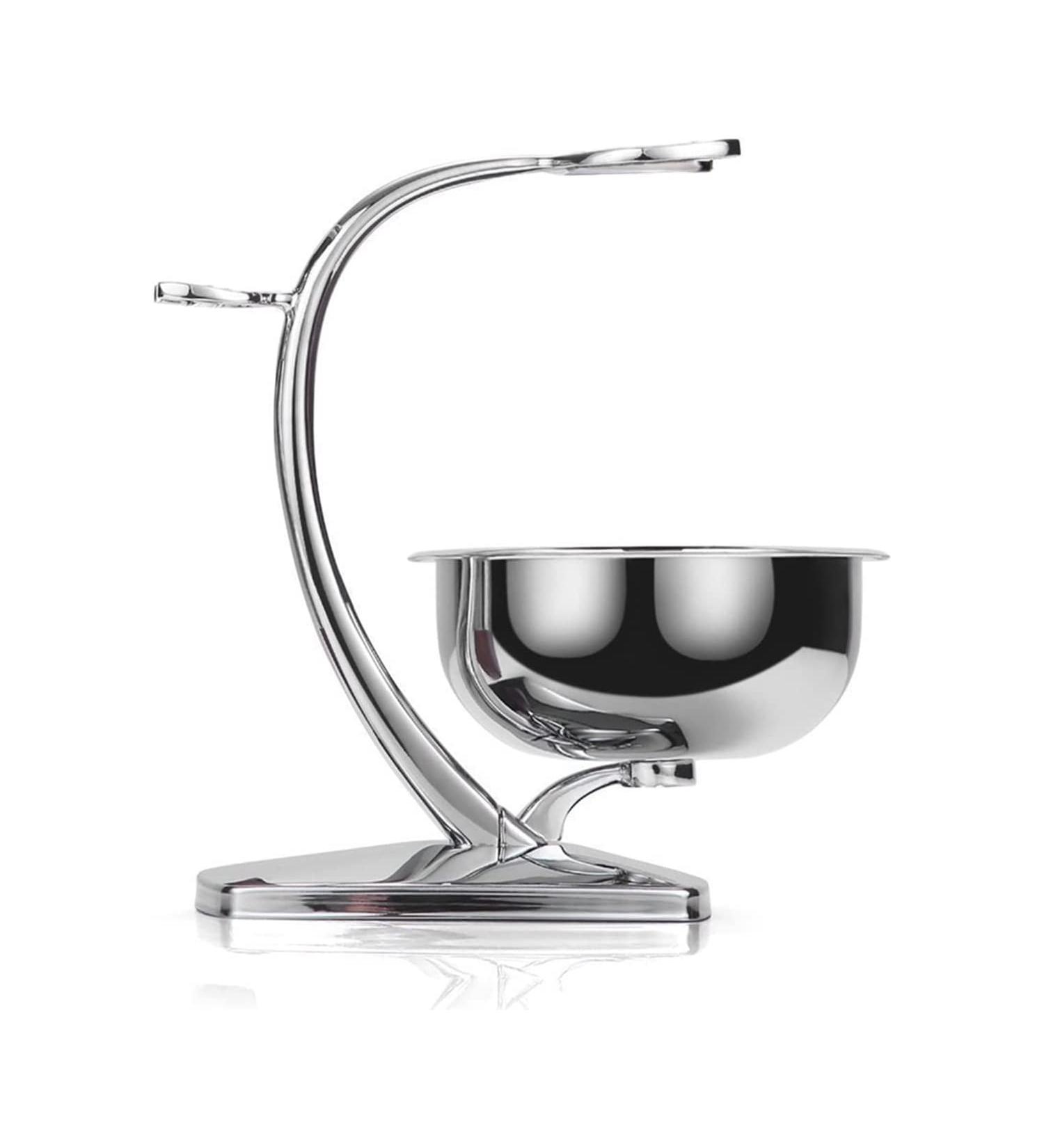 GRUTTI Deluxe Chrome Razor and Brush Stand with Bowl - Compatible with Manual, Safety, and Gillette Fusion Razors for Prolonging Shaving Brush Life - Shaving Stand 01 - Buy Online on GoSupps.com