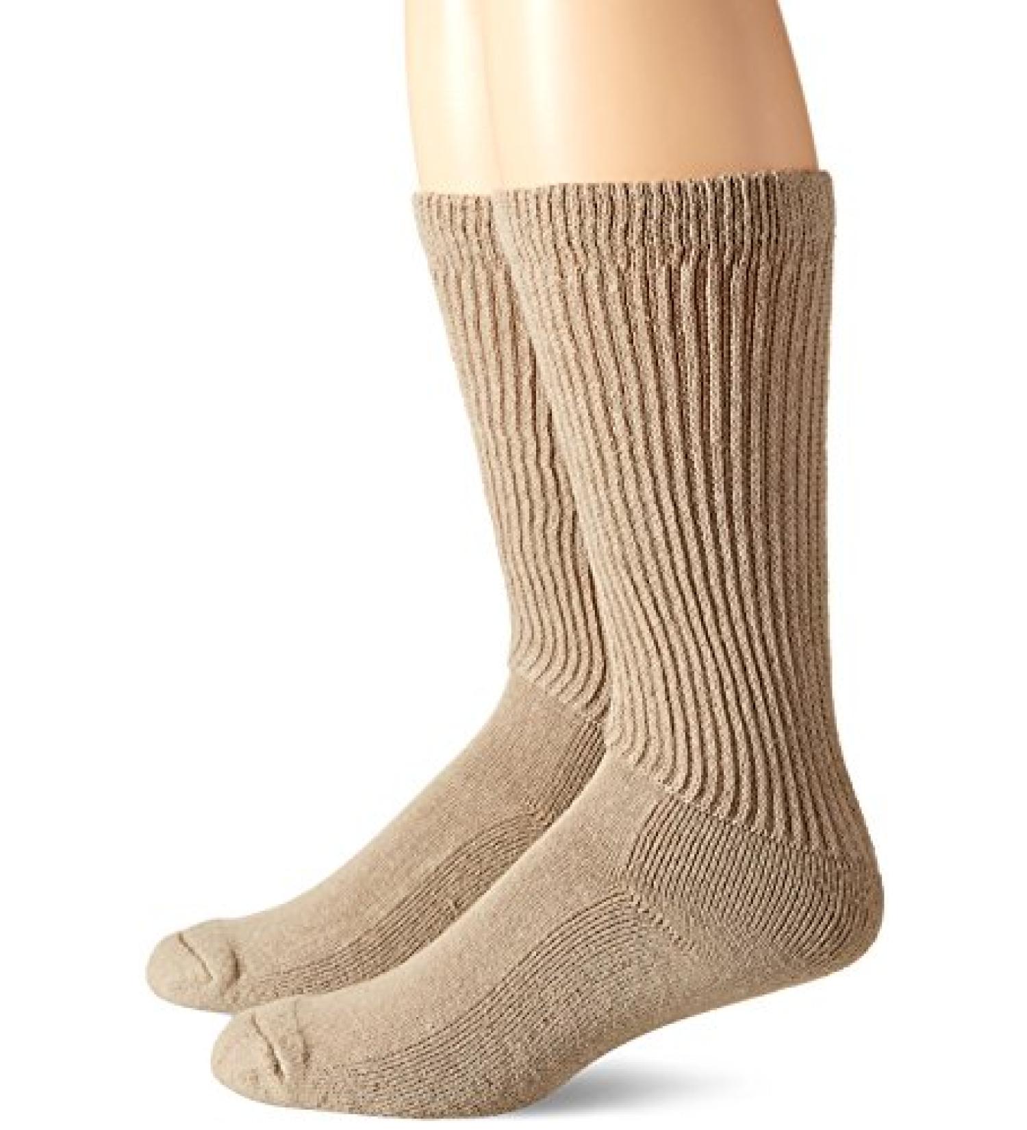 Carolina Ultimate Men's Diabetic Non-Binding Mid-Calf Socks 2 Pack - Large Khaki - Buy Online on GoSupps.com
