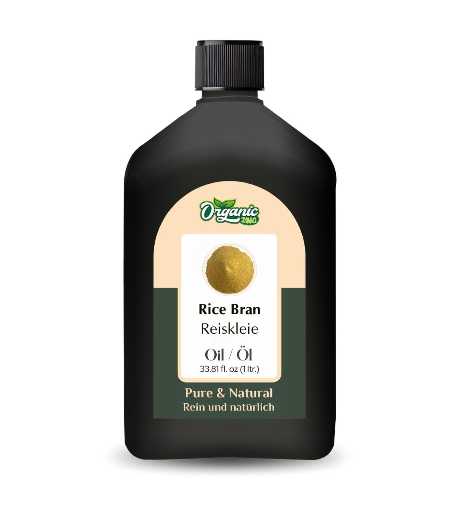 ORGANIC ZING Organic Zing Bran Rice Oil (Oryza Sativa L.) | Pure Natural Carrier Oil for Massage Skin Care & Hair Care - 1000ml