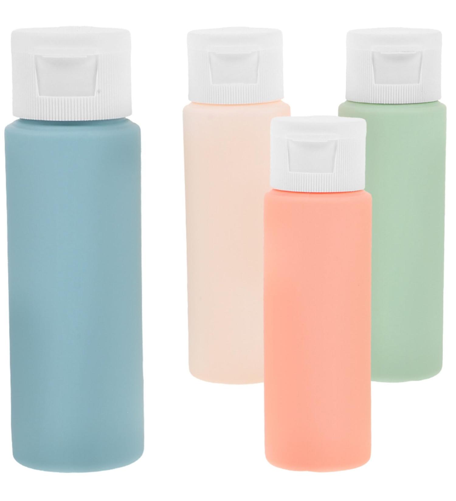 Travel Size Shampoo Bottles Set - 4pcs Squeeze Bottles with Flip Cap | Empty Lotion Bottles (1.76oz) in Blue Pale Pink Red Green - Perfect for Travel - Buy Online on GoSupps.com