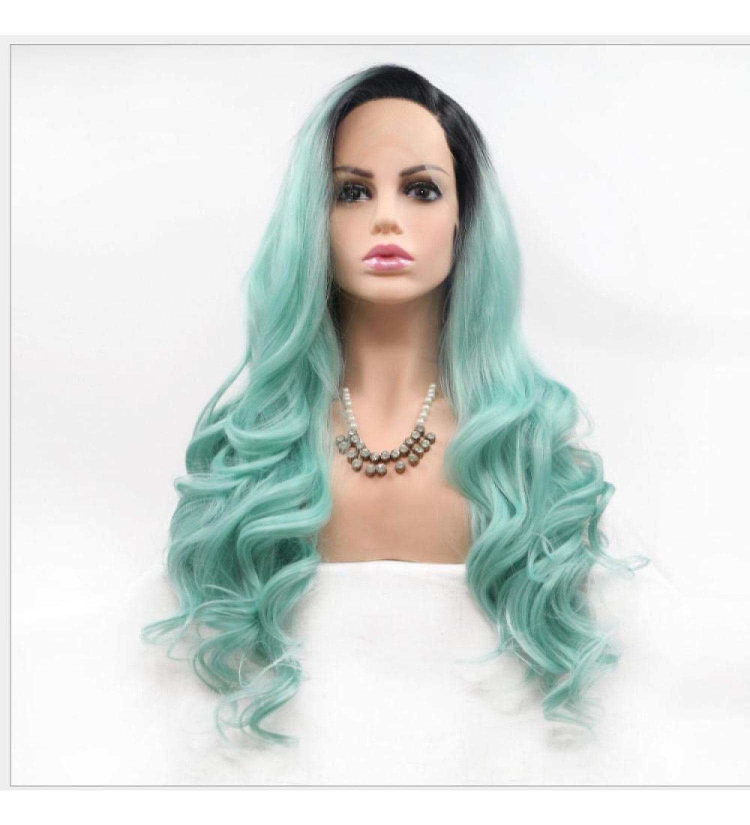 BGHJUE Synthetic Hair Wig with Natural Bangs & Pixie Cut - Fluffy Green Highlights for Women | International Shipping - Buy Online on GoSupps.com