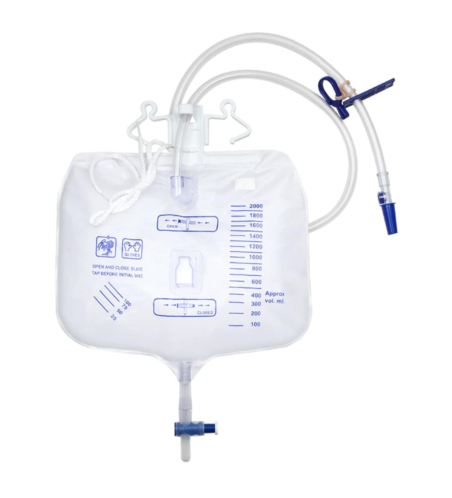 Urine Drainage Bag 2000ml - Collection Bag with 2 Straps & Anti-Reflux Valve - Effective & Comfortable International Shipping - Buy Online on GoSupps.com