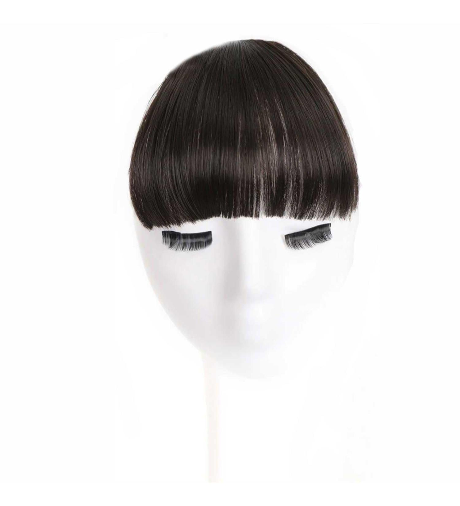 Bangs Clip in Bangs-Fake Bangs Hair Clip Dark Brown Clip on Bangs Real Human Hair Air Curtain Bangs for Women Clips Bangs Hair Extensions Fringe Curved Bangs for Women Curved Bangs for Daily Wear ( #1