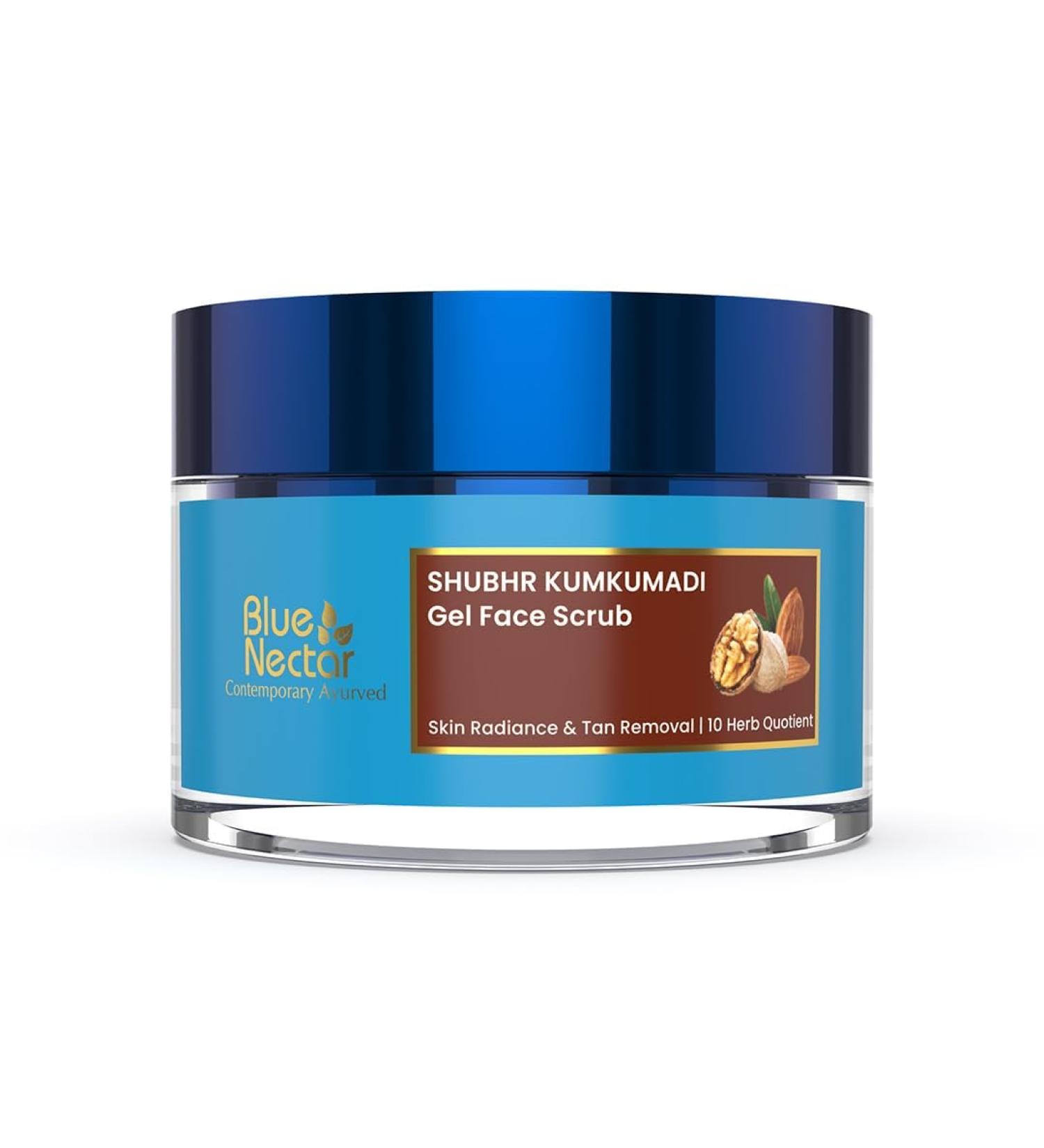 Gel Face Scrub with Plant-Based Vitamin E | Gentle Walnut Exfoliating Scrub for Tan Removal & Skin Brightening | 10 Herbs | 50g | Unisex - Buy Online on GoSupps.com