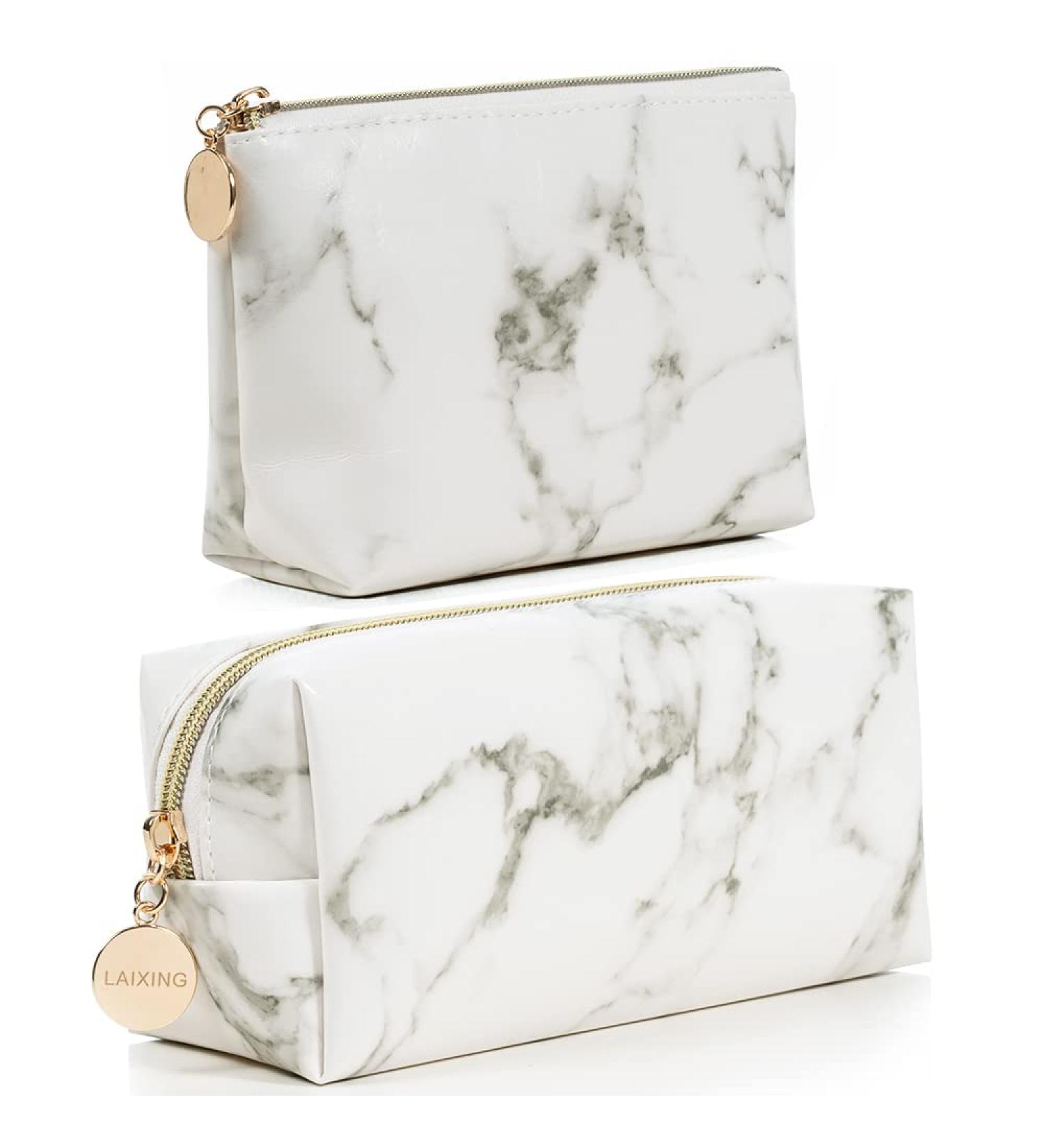 2Pcs Marble Makeup Bag Set - Waterproof Cosmetic Organizer for Travel & Toiletries - Buy Online on GoSupps.com