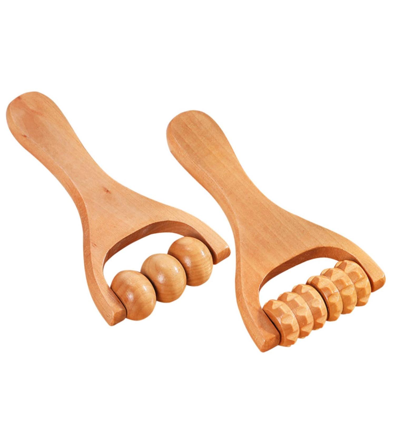 Lurrose 2-in-1 Handheld Roller Massage Device - Foot & Neck Trigger Point Wood Roller for Relaxation - Best Massage Accessories Online - Buy Online on GoSupps.com
