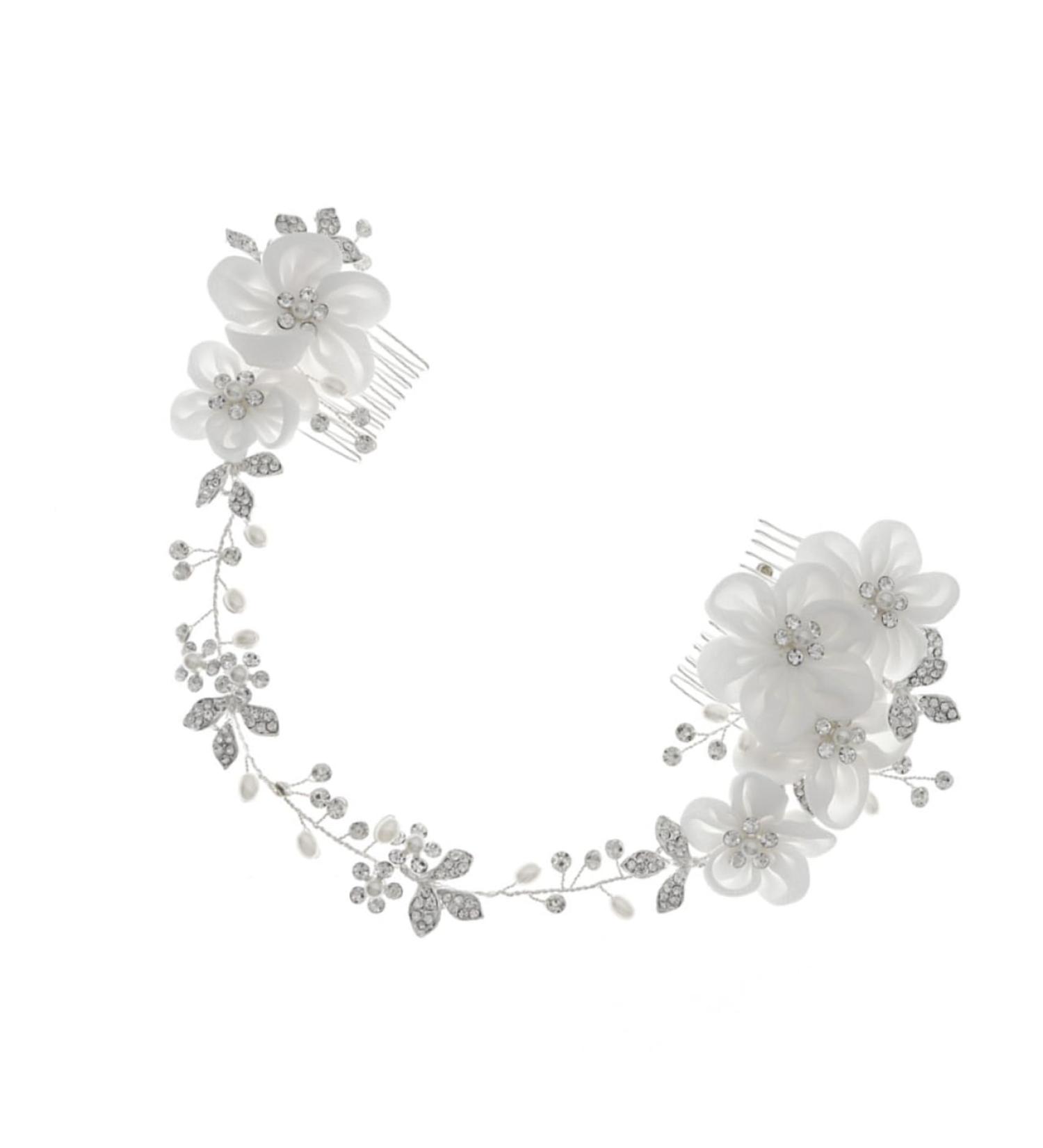 FRCOLOR Chiffon Flower Comb Flower Hair Accessories European and American Hair Combs Wedding Hair Comb Bridal Headdress Wedding Hair Accessories Handmade Hair Combs Bride The Flowers Veil - Buy Online on GoSupps.com