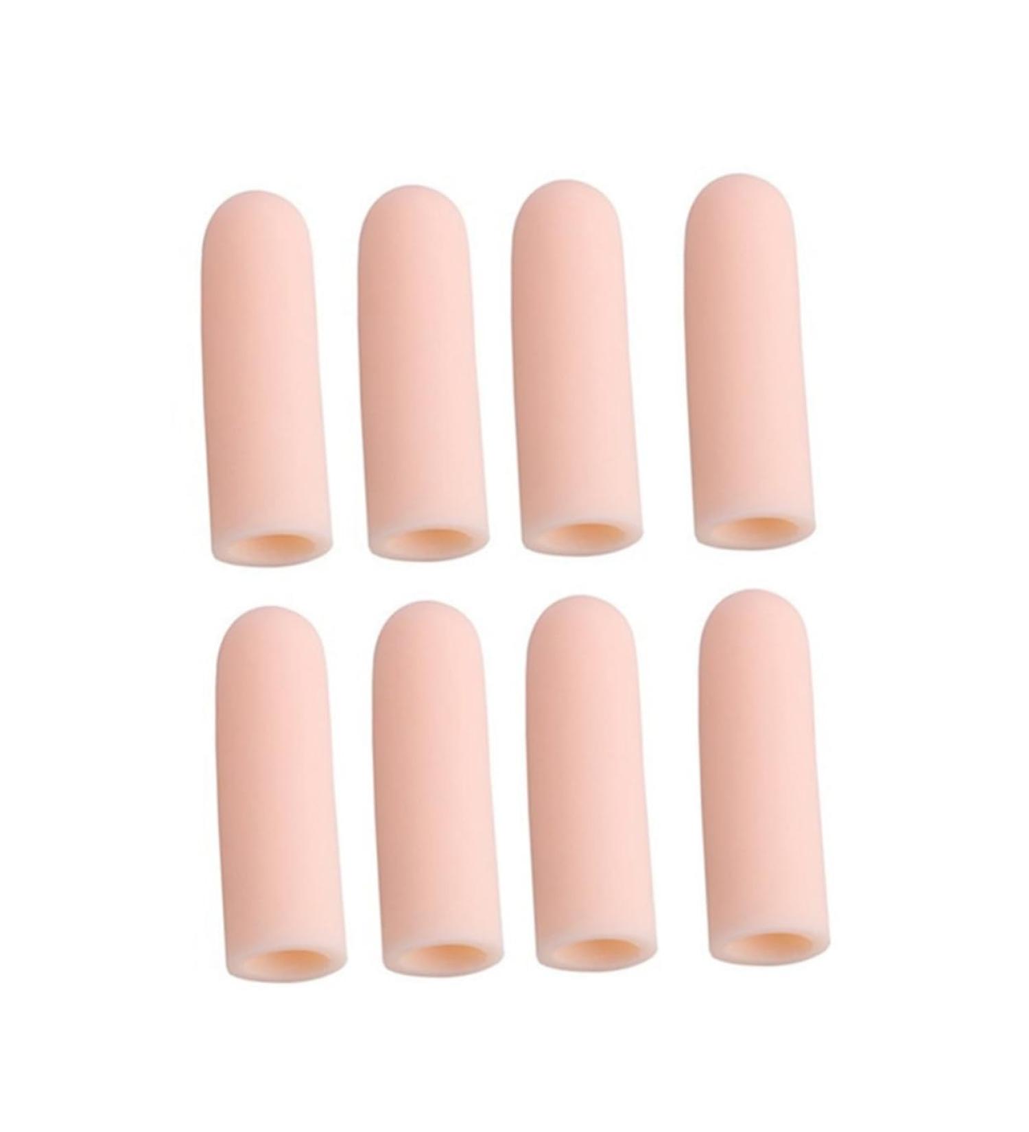 Silicone Finger Protectors 8 Pcs Set - Gel Toe Caps Thumb Sleeve for Pain Relief - Beige Protective Gear C01 - Buy Online on GoSupps.com