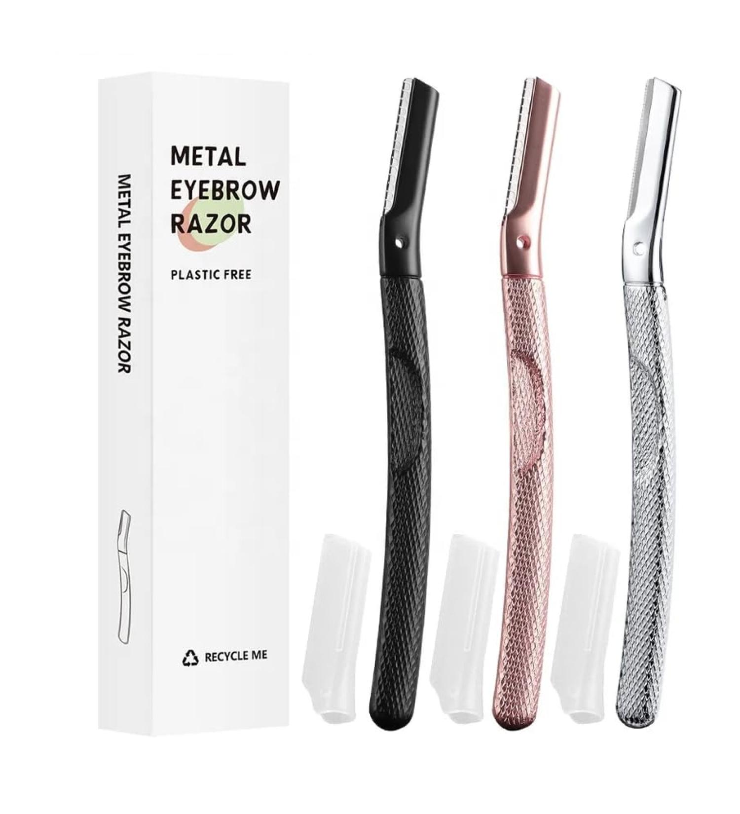 Groomixx Premium Quality Eyebrow Razor Metal Handle Biodegradable Replaceable Razors Face Shaving for Women Pink - Buy Online on GoSupps.com