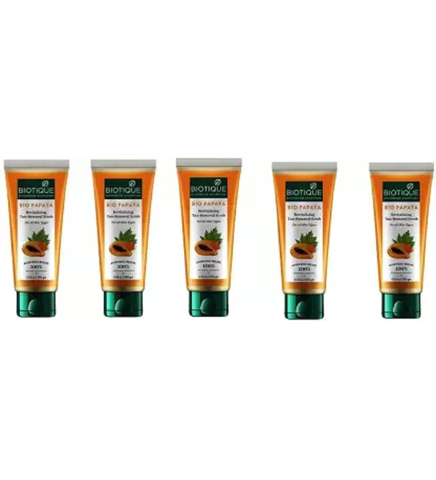 Biotique Bio Papaya Revitalizing Tan Removal Scrub 100 g (Pack of 5)