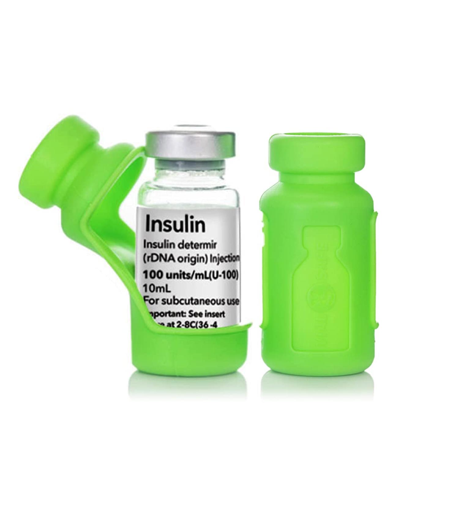 VIAL SAFE for Pets - Insulin Bottle Protector Case/Sleeve for Diabetes - Fits 10mL ProZinc Insulin - 2 Pack (Green)