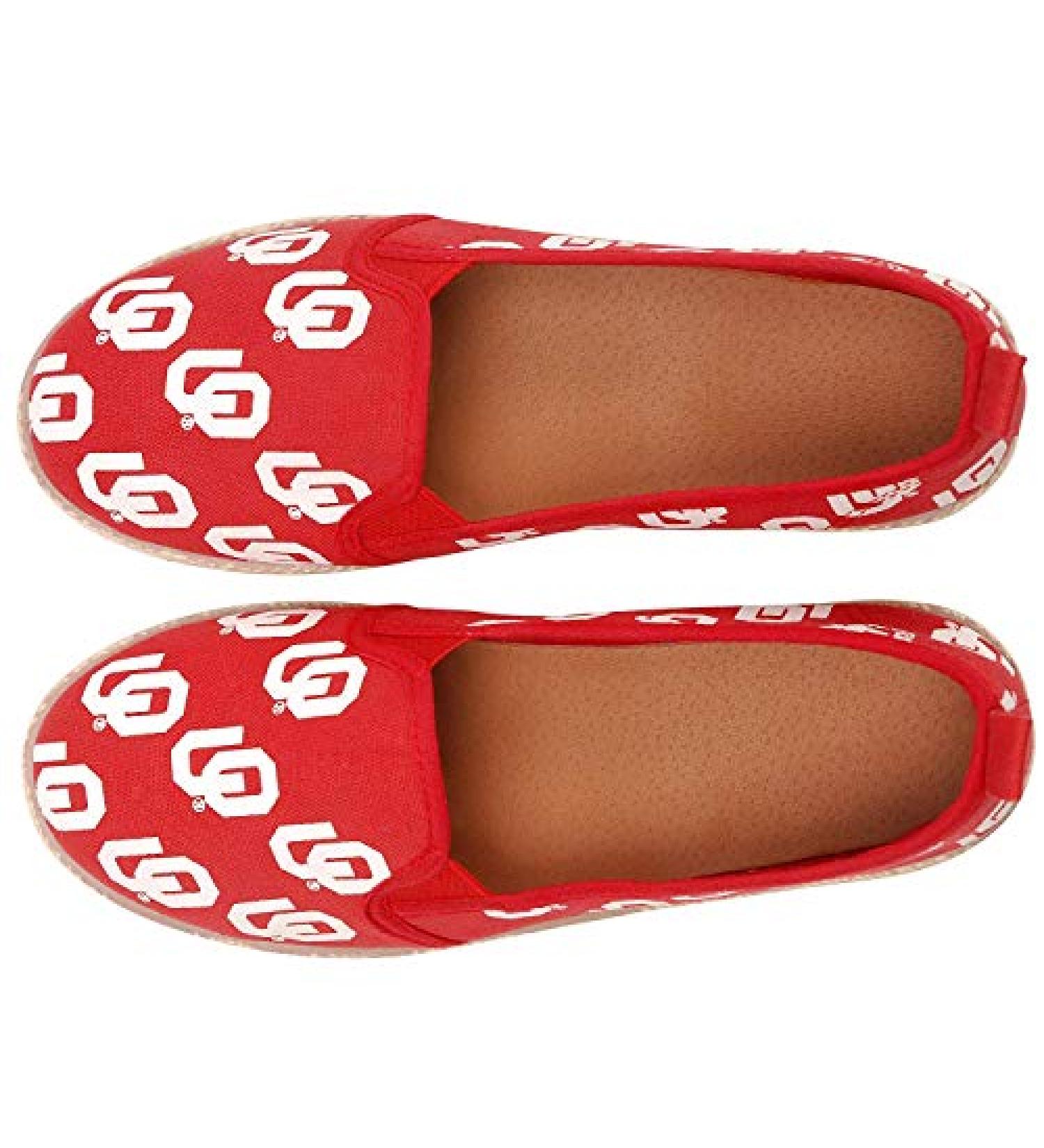 FOCO NCAA Women's Espadrille Canvas Shoes Medium Oklahoma Sooners