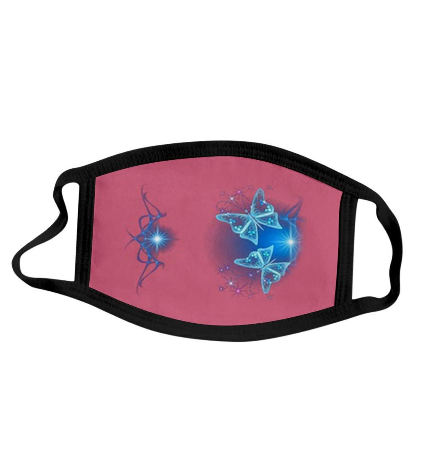 Yliquor Mouth Covering For Protection Butterfly Design Printed Anti-Face Dust Washable Earloop Cotton Cloth Dust Face Bandanas (Pink 1 PC) - Buy Online on GoSupps.com