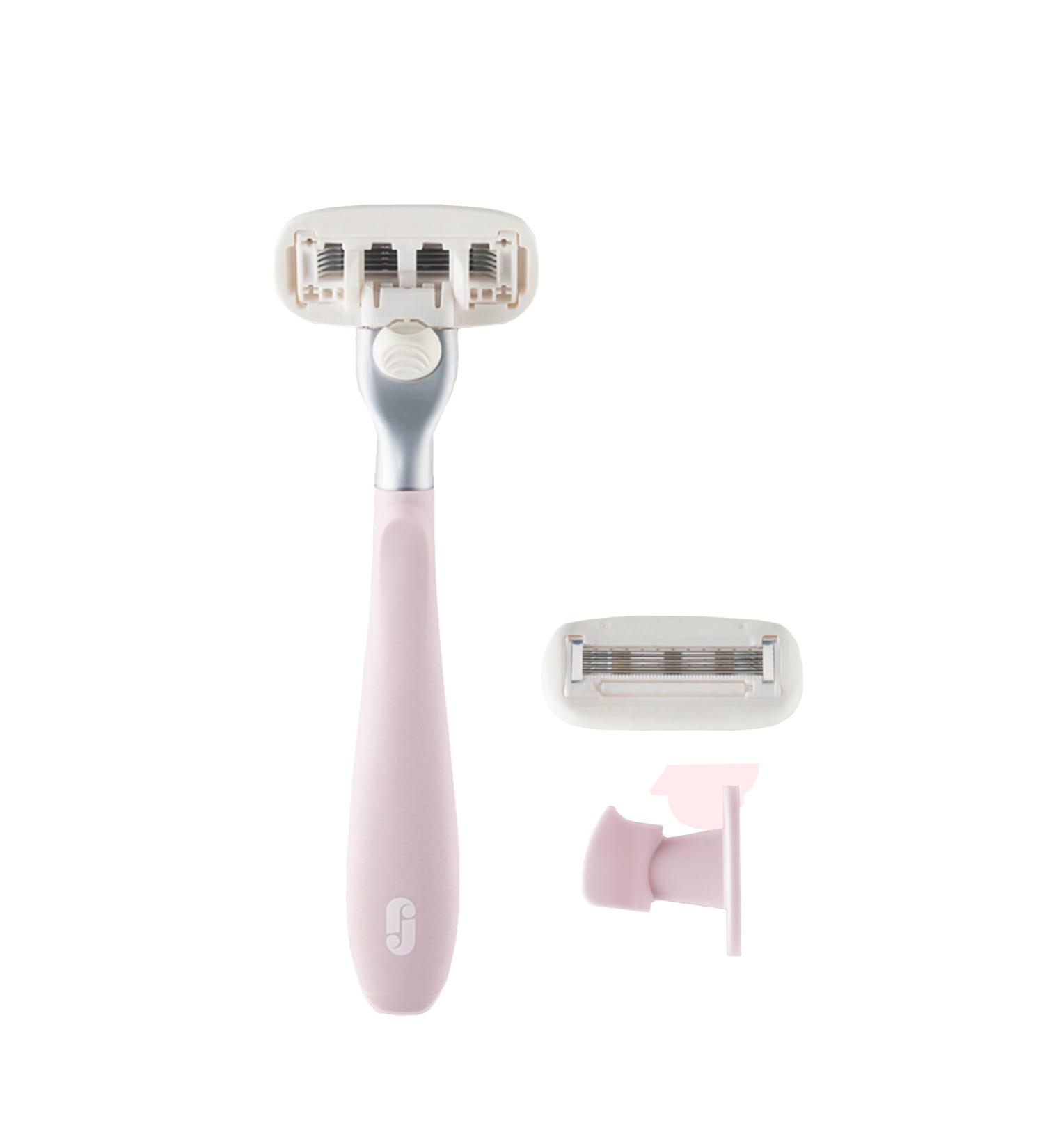 Juno & Me Premium 5-Blade Women's Razor Kit | Vegan Shaving Essentials for Intimate & Body Areas | Includes Wall Bracket & Replacement Blade | Cotton Candy Color - Buy Online on GoSupps.com