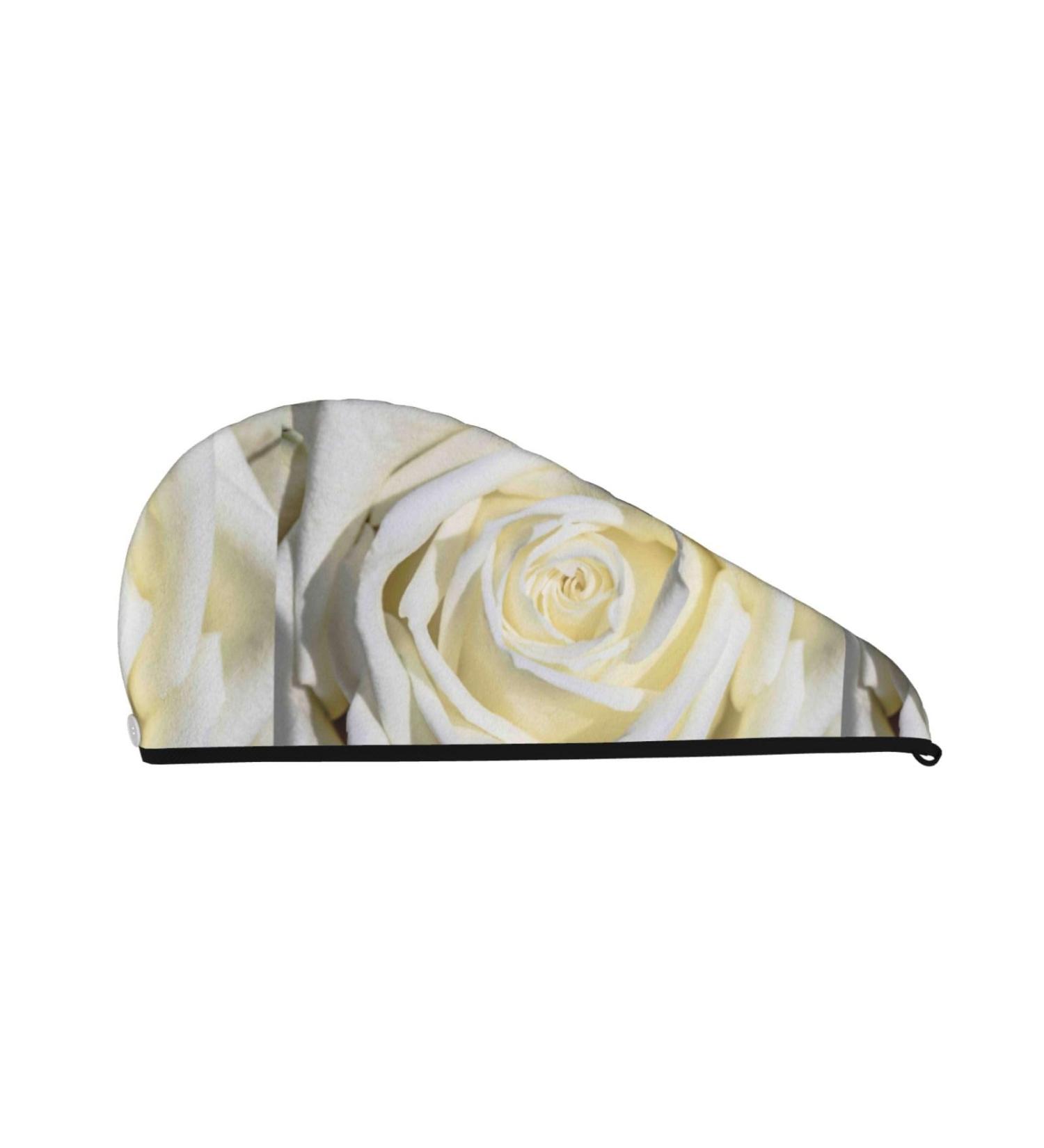 Hair Towel Wrap - Quick Drying Turban with Button | White Rose Hair Drying Towel - Buy Online on GoSupps.com