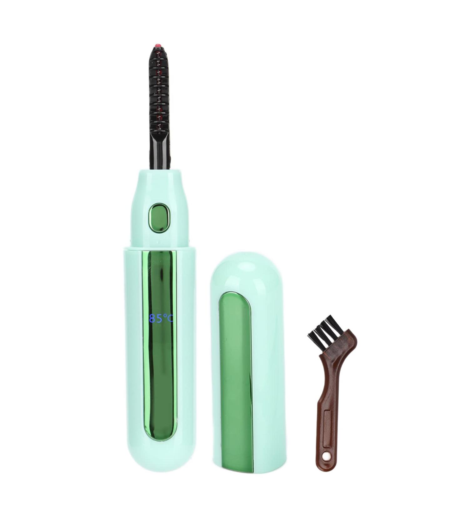 Heated Eyelash Curler Electric Heating Lash Curler Mini Portable Makeup Electric Curling Fast Anti Burn Long Lasting USB Rechargeable with Built in Comb for Women (Green) - Buy Online on GoSupps.com