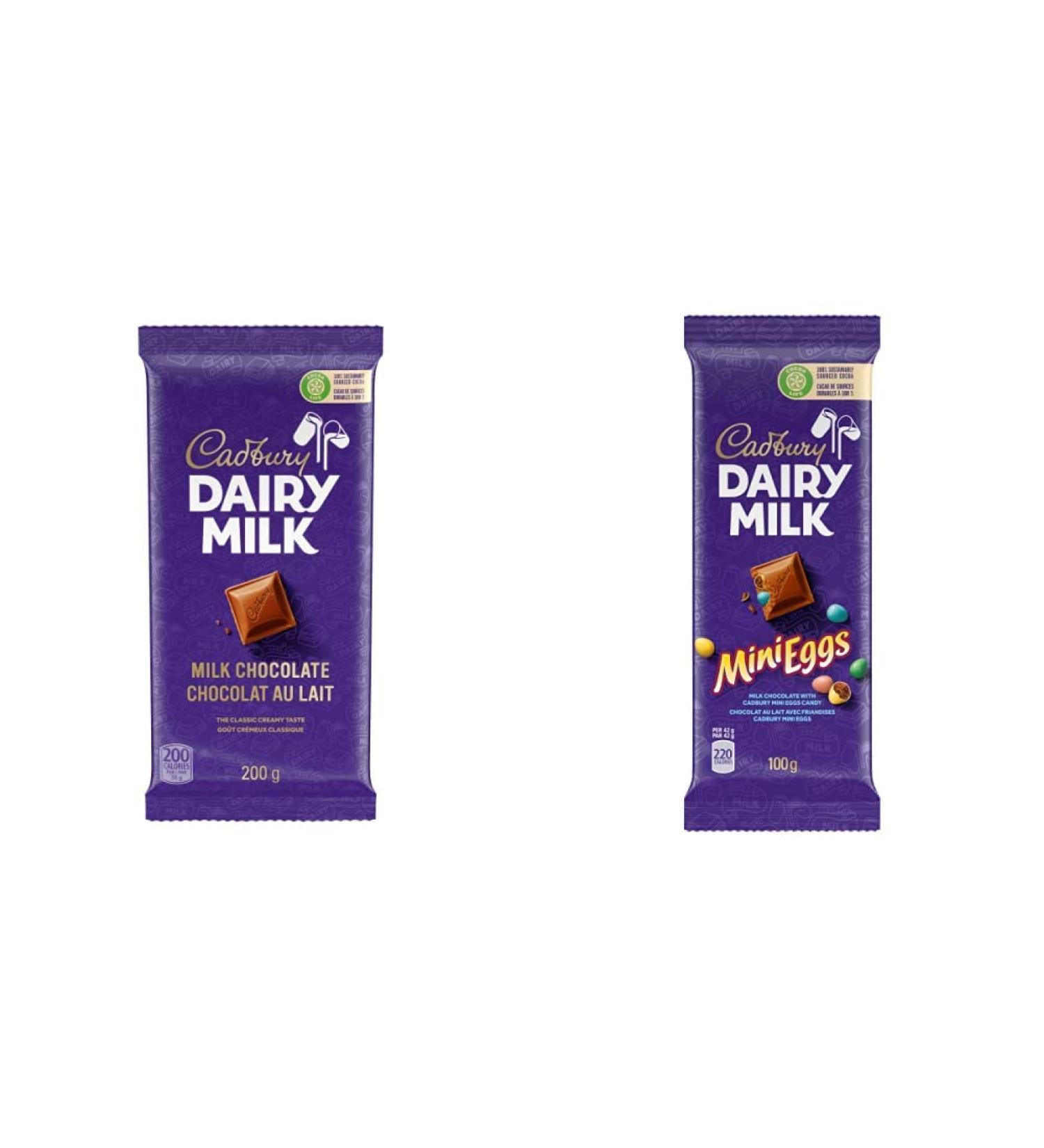 Cadbury Dairy Milk Milk Chocolate 200g & Dairy Milk Mini Eggs Chocolate Candy Bar 100g - Buy Online on GoSupps.com