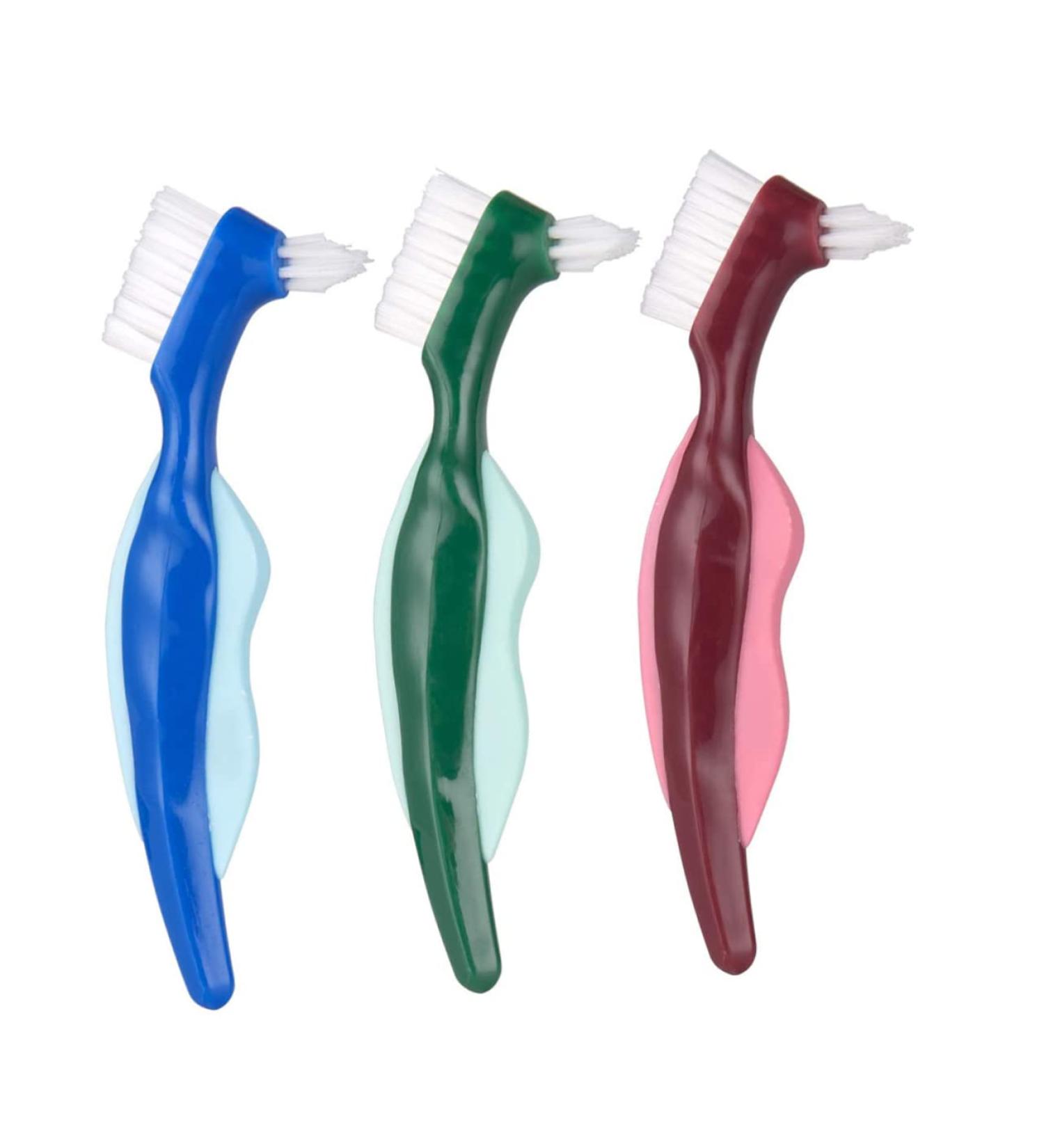 Beavorty Double-Headed Toothbrush for Dentures - 3 Pack Prosthesis Cleaner Double-Sided Brush for Artificial Teeth - Buy Online on GoSupps.com