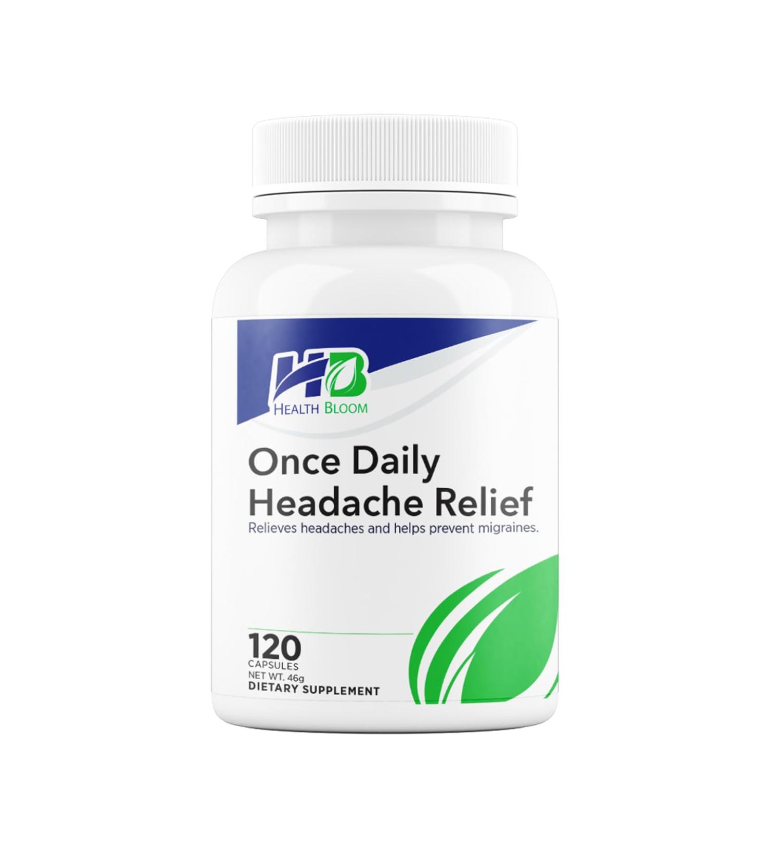 Once Daily Headache Relief | 120 Capsules | Health Bloom | Vitamins and Minerals Capsules