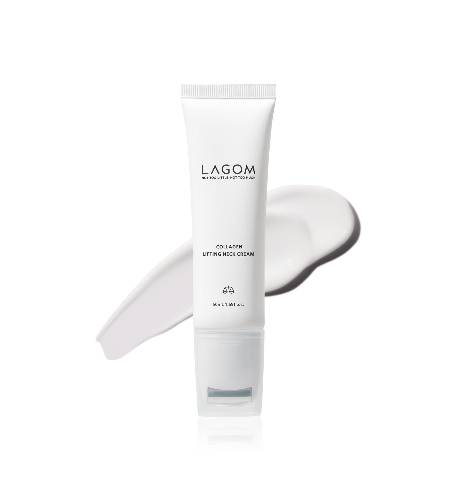 LAGOM Collagen Lifting Neck Cream with Massage Roller for Jawline and Face, Wrinkle Care, Korean Skincare 1.69 Fl Oz - Buy Online on GoSupps.com