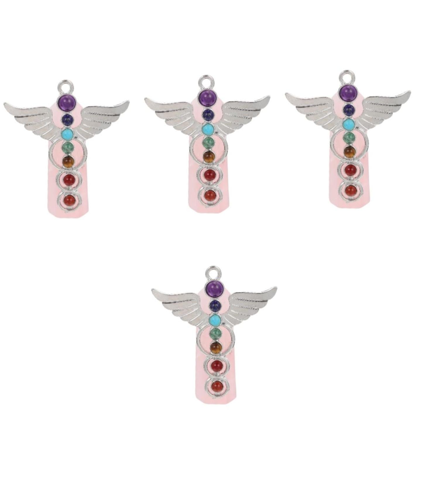 Abaodam 4pcs Angel Crystal Ornaments Glass Ornaments Healing Crystals Stones Angel Wing Crystal Hexagon Doll - Buy Online on GoSupps.com