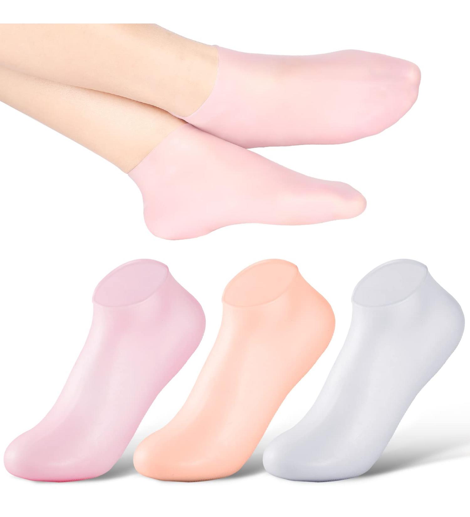 Silicone Moisturizing Socks for Cracked Skin - 3 Pairs Anti-Slip Aloe Gel Socks for Men & Women - Buy Online on GoSupps.com