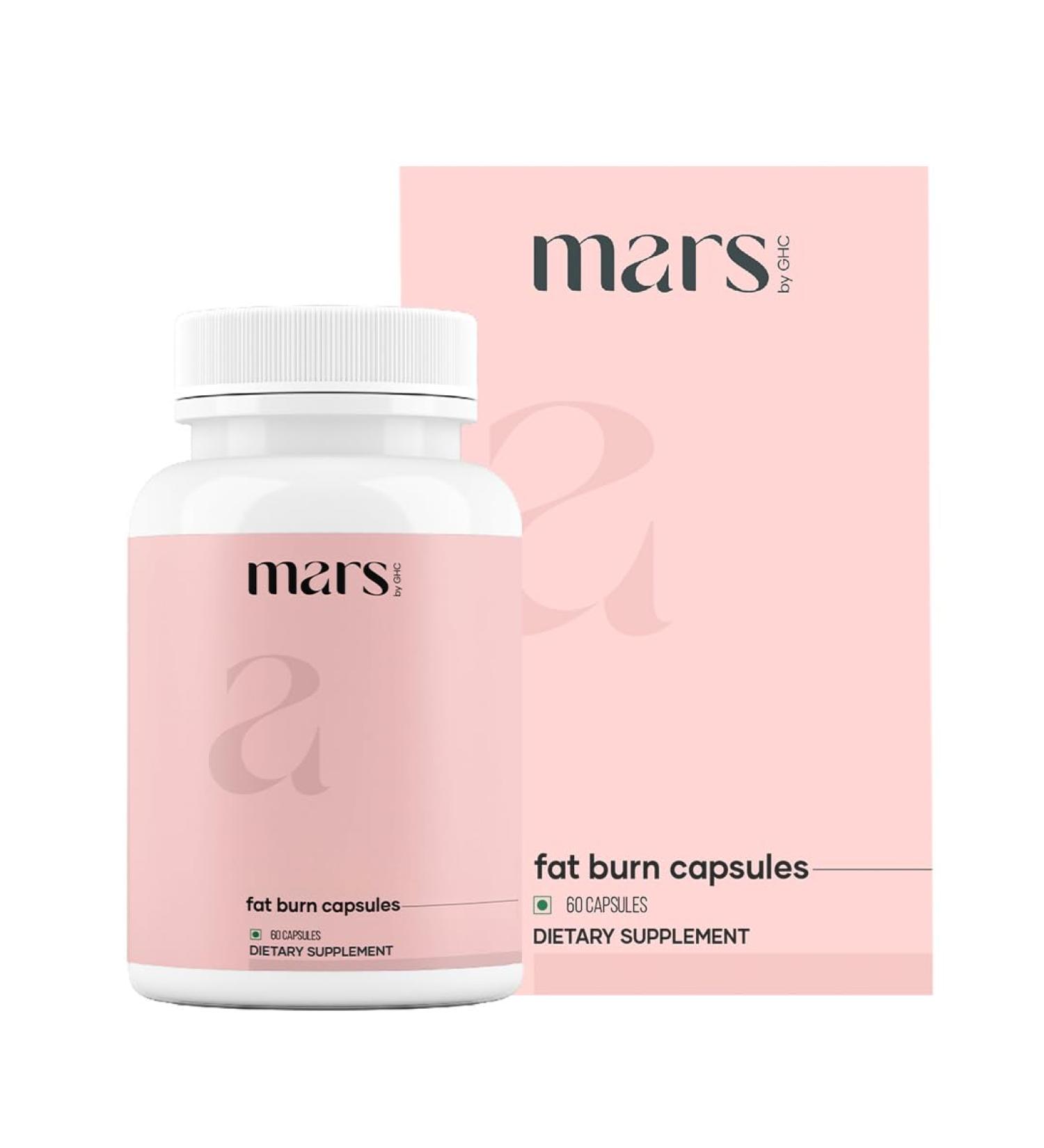 mars by GHC Fat Burn Capsules with Psyllium Husk Moringa & Dandelion Root | Herbal Blend for Active Routine | Pack of 1 | 60 Capsules 60 Count (Pack of 1) - Buy Online on GoSupps.com