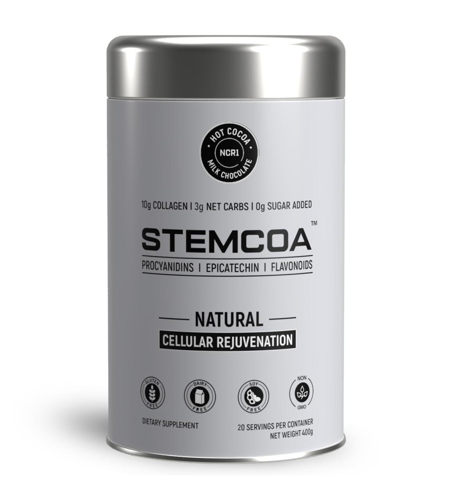 Stemcoa NCR1 - Natural Cellular Renewal & Rejuvenation Milk Chocolate Flavor Hydrolyzed Bovine Collagen Powder with Cocoa & Resveratrol Non-GMO Gluten Free & Keto Diets - Buy Online on GoSupps.com