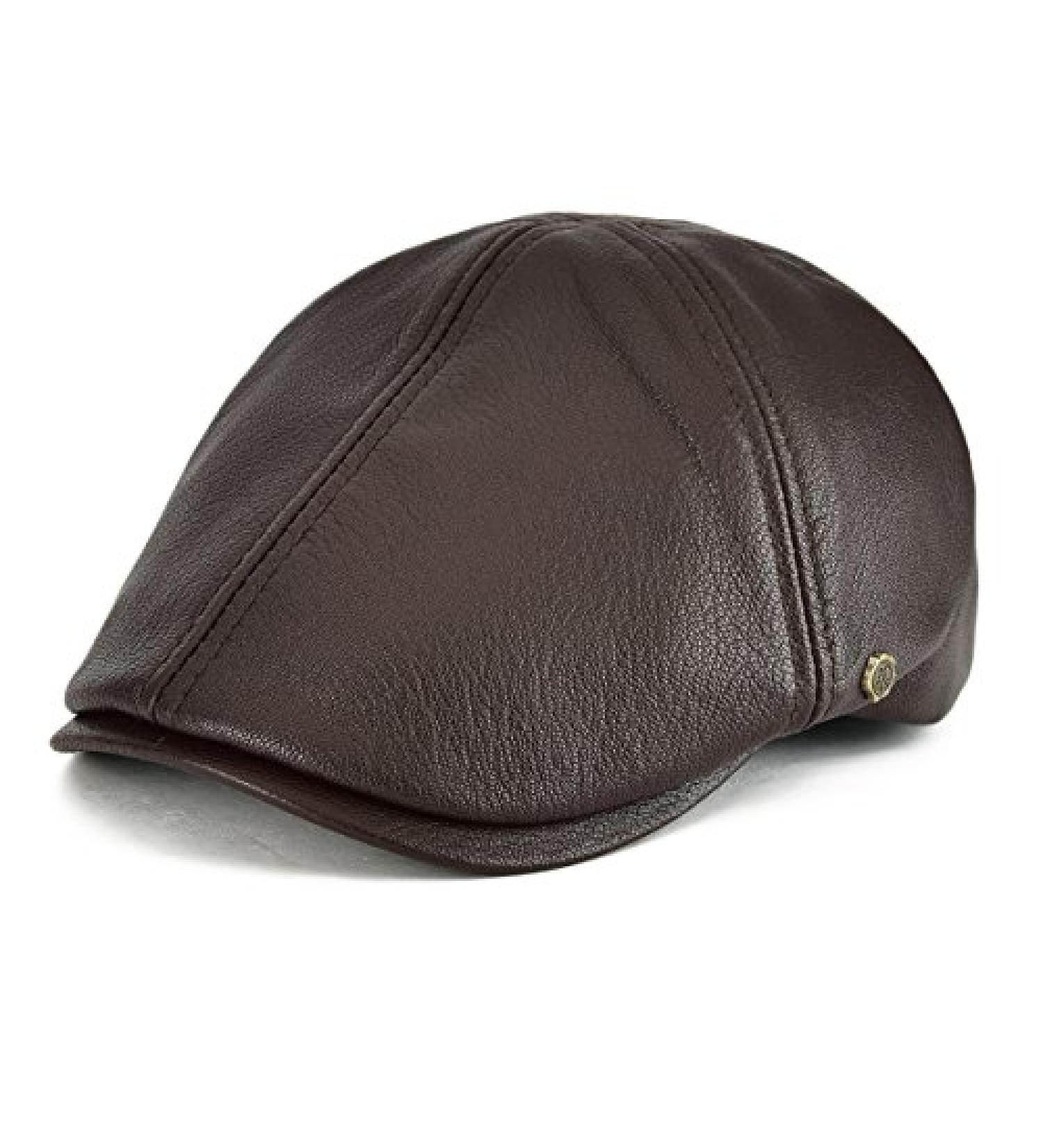 VOBOOM Lambskin Leather Ivy Cap Newsboy Hat 7 1/2 Light Brown - Buy Online on GoSupps.com