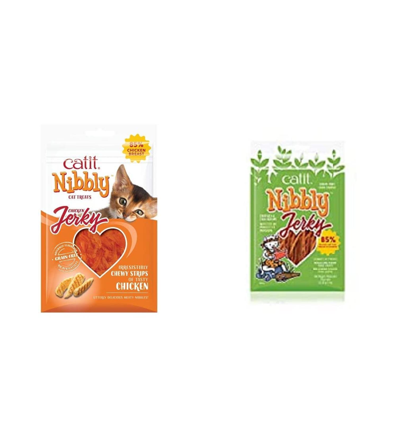 Catit Nibbly Jerky Chicken Recipe (1 oz) + Catit Nibbly Jerky Chicken and Fish Recipe (1 oz)