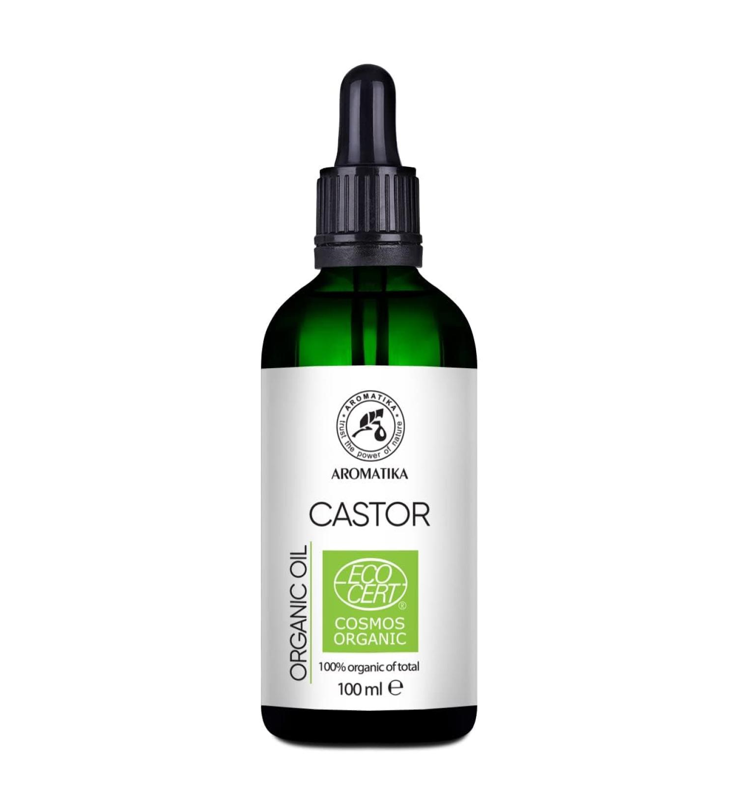 Organic castor oil 100 ml - ricinus communis - cold -pressed - natural Castor Oil in light protection glass bottle with pipette - base oil - organic oil for hair and skin
