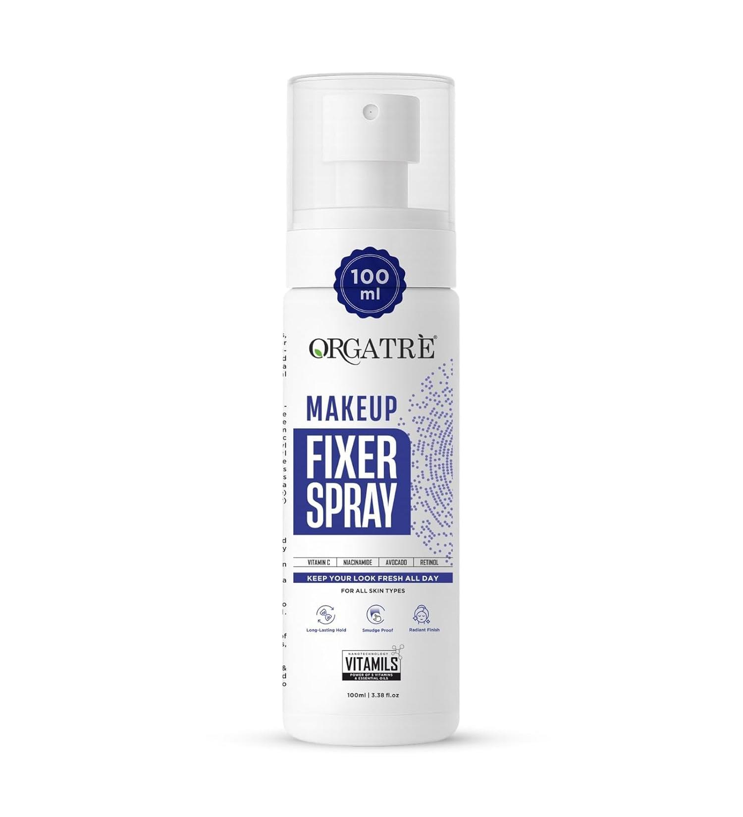 Orga...tre Makeup Fixer Spray Waterproof | Long-Lasting for Face | Smudge-Proof Hydrating Finish | With Vitamin C & Niacinamide | Glow After Makeup | For All Skin Types | 100ml - Buy Online on GoSupps.com